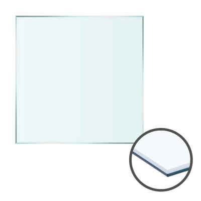 HOOZ Tischplatte aus Glas 90 x 90 x 0,6 cm oder als Funkenschutzplatte für den Kamin (Klarglas, 1 St., ESG-Sicherheitsglas), mit hochwertigem Facettenschliff