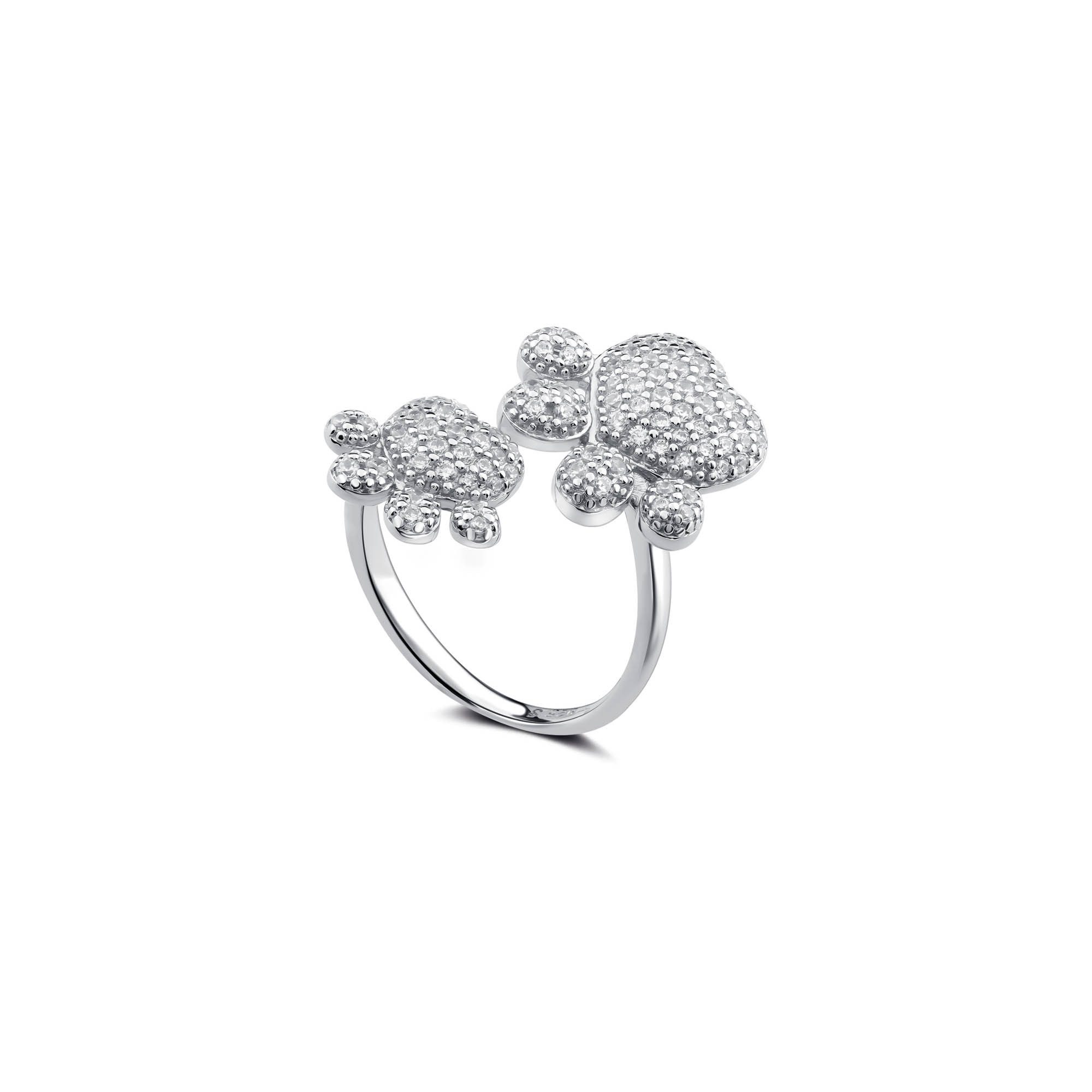 Seinerzeit FLORA & FAUNA Silberring Paw Pfoten Ring (1-tlg), Material: 925 Sterling Silber