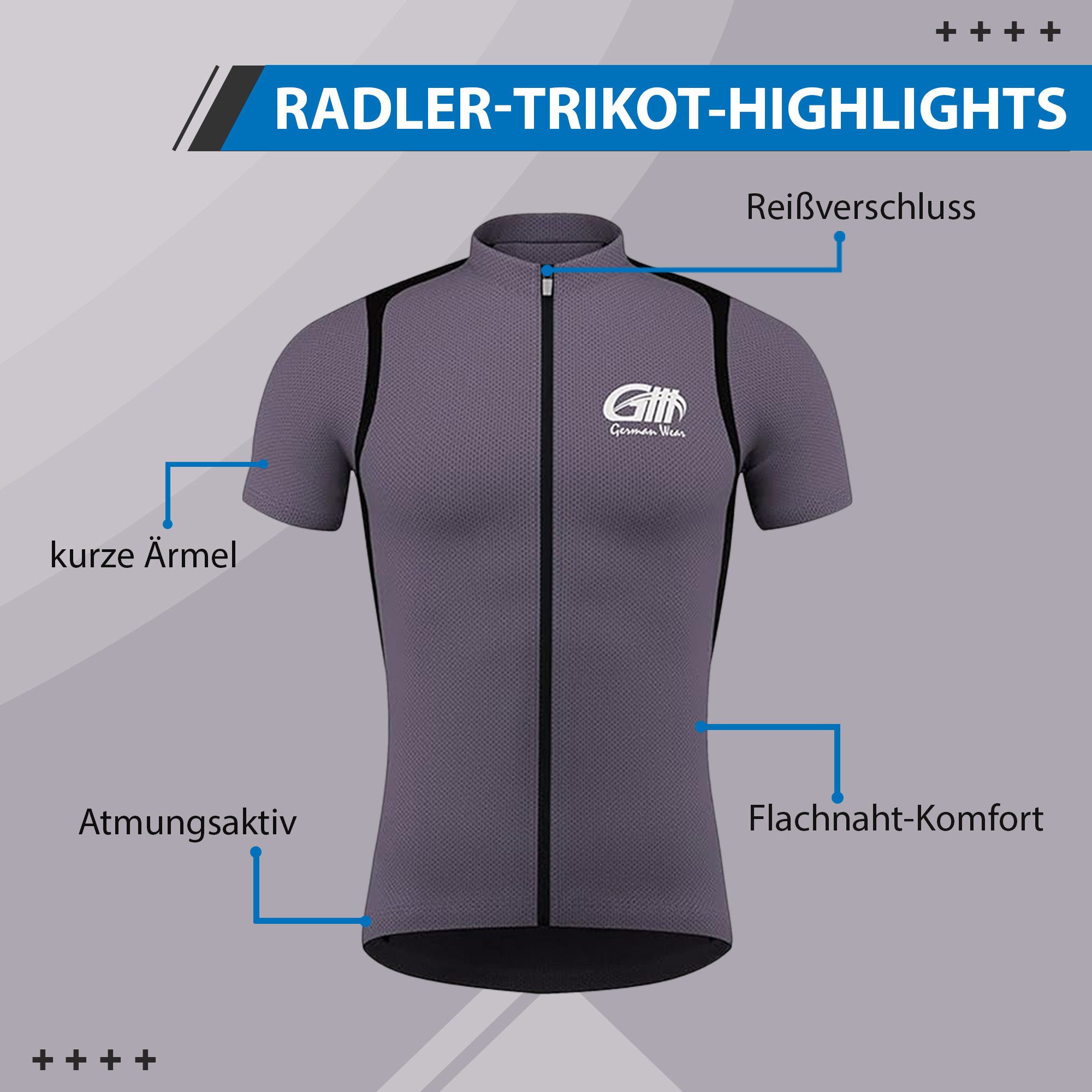 German Wear Radtrikot ME-3005 Herren Radler Jersey Trikot