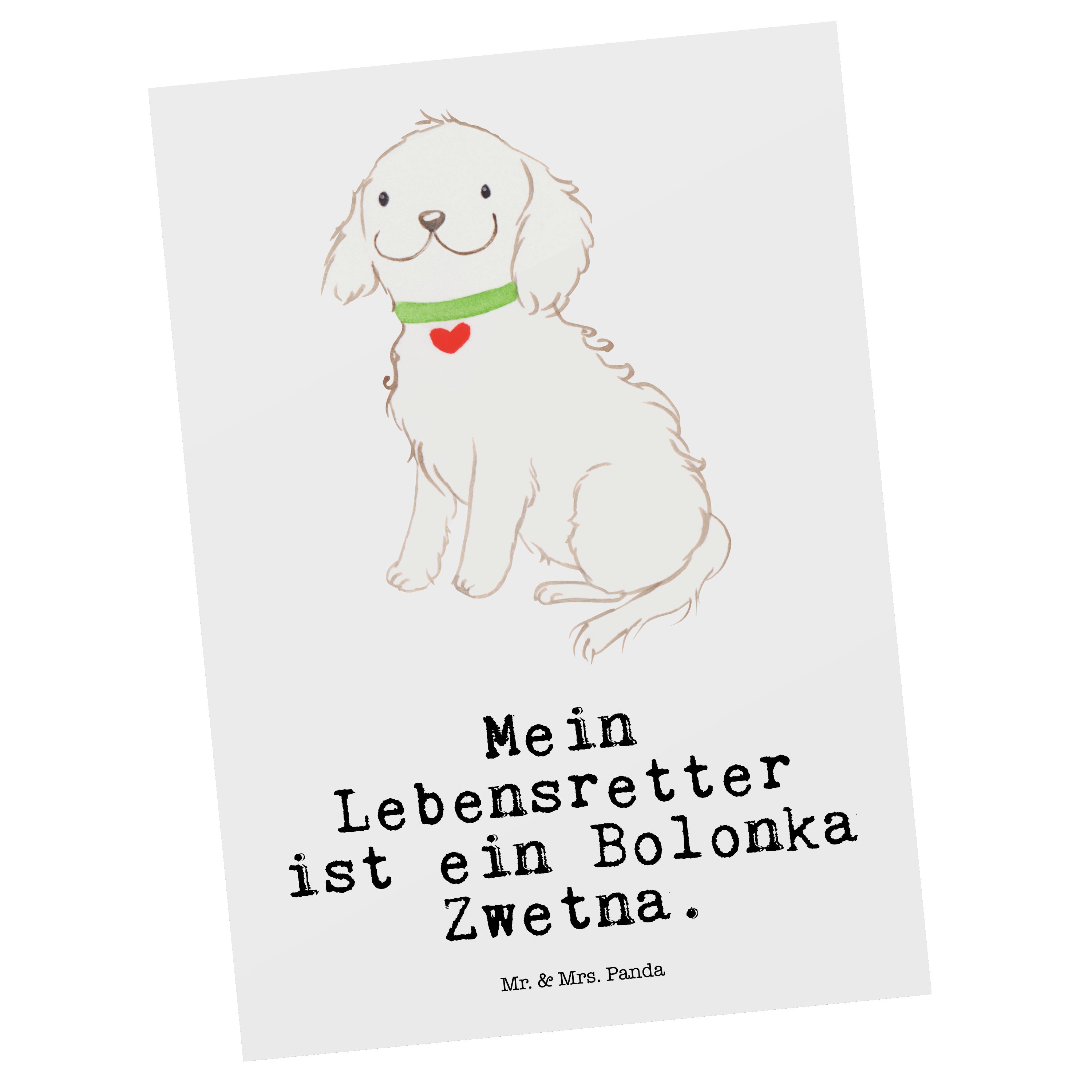 Mr. & Mrs. Panda Postkarte Bolonka Zwetna Lebensretter - Weiß - Geschenk, Grußkarte, Einladung