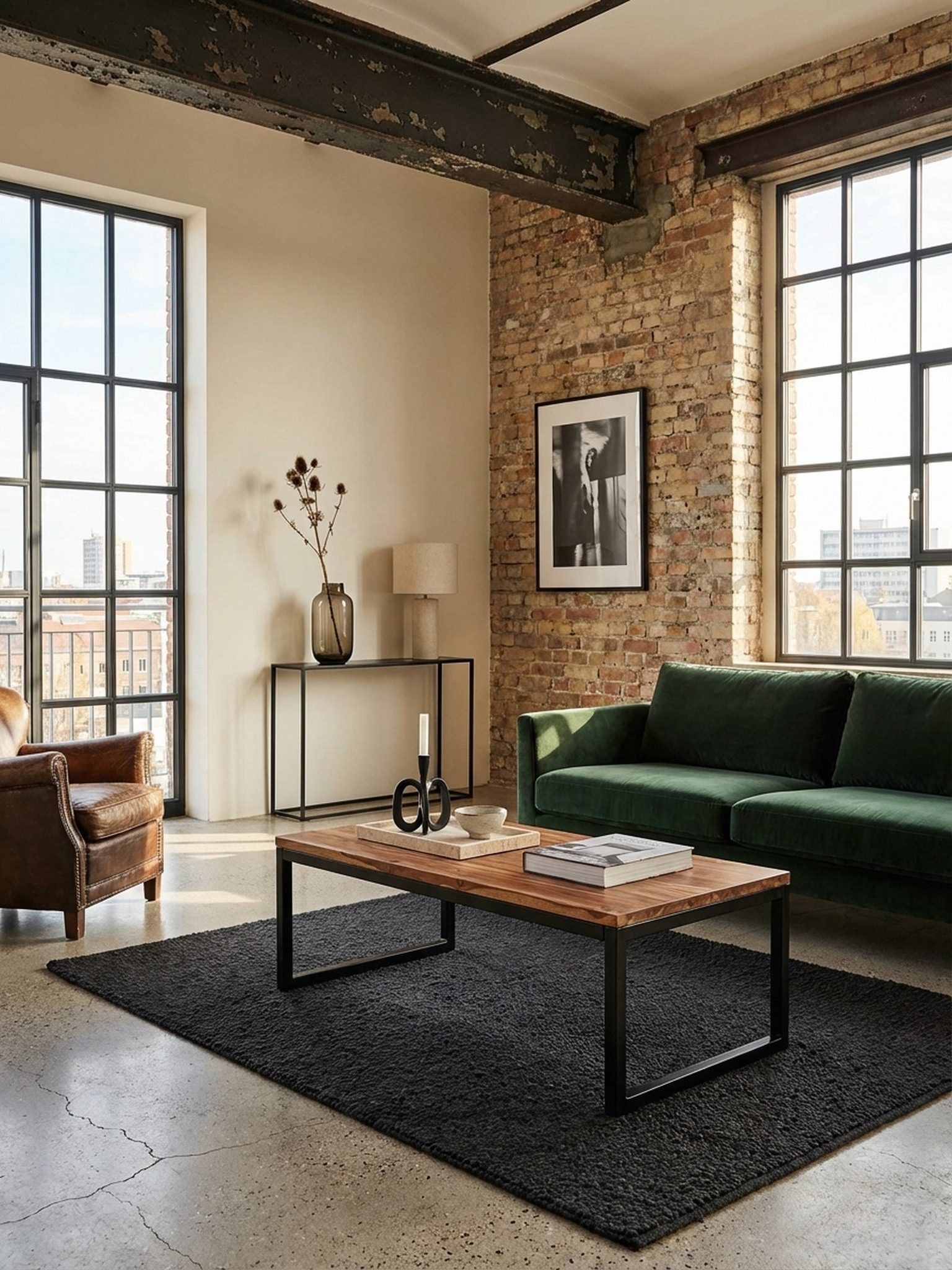 KADIMA DESIGN Couchtisch Couchtisch 110x40x60 cm Massivholz / Metall Wohnzimmertisch Holz (Massiv), Industrial Style Designer Sofatisch, Tisch Wohnzimmer, Loung – Bild 3 von 5