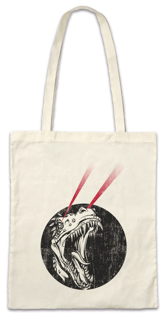 Beuteltasche Laser T-Rex Stofftasche Dino Cyborg Skull Schädel Dinosaurier Dinosaur