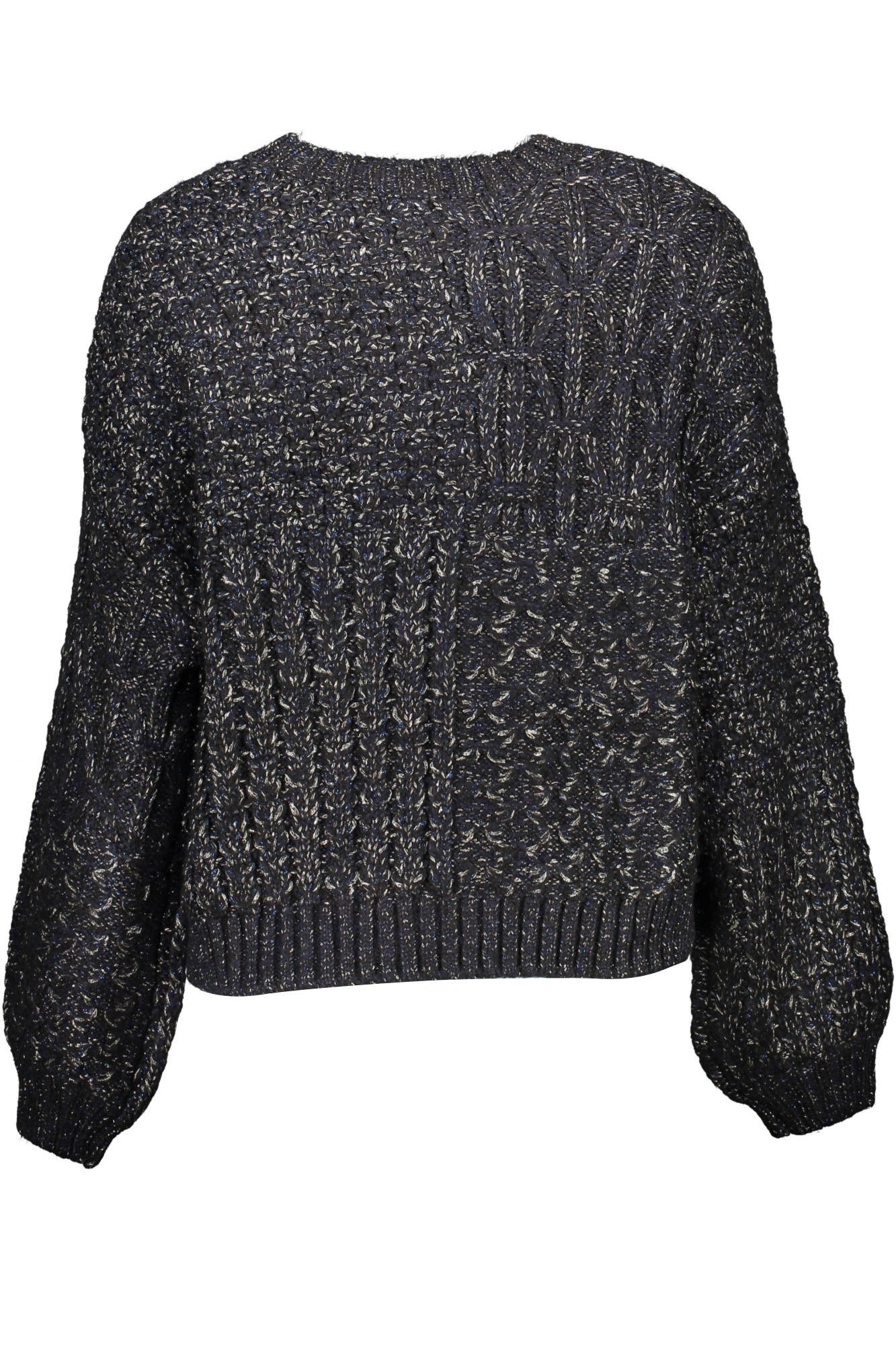 Desigual Strickpullover Schwarzer Damenpullover mit kontrastierenden Details & Rundhalsausschn