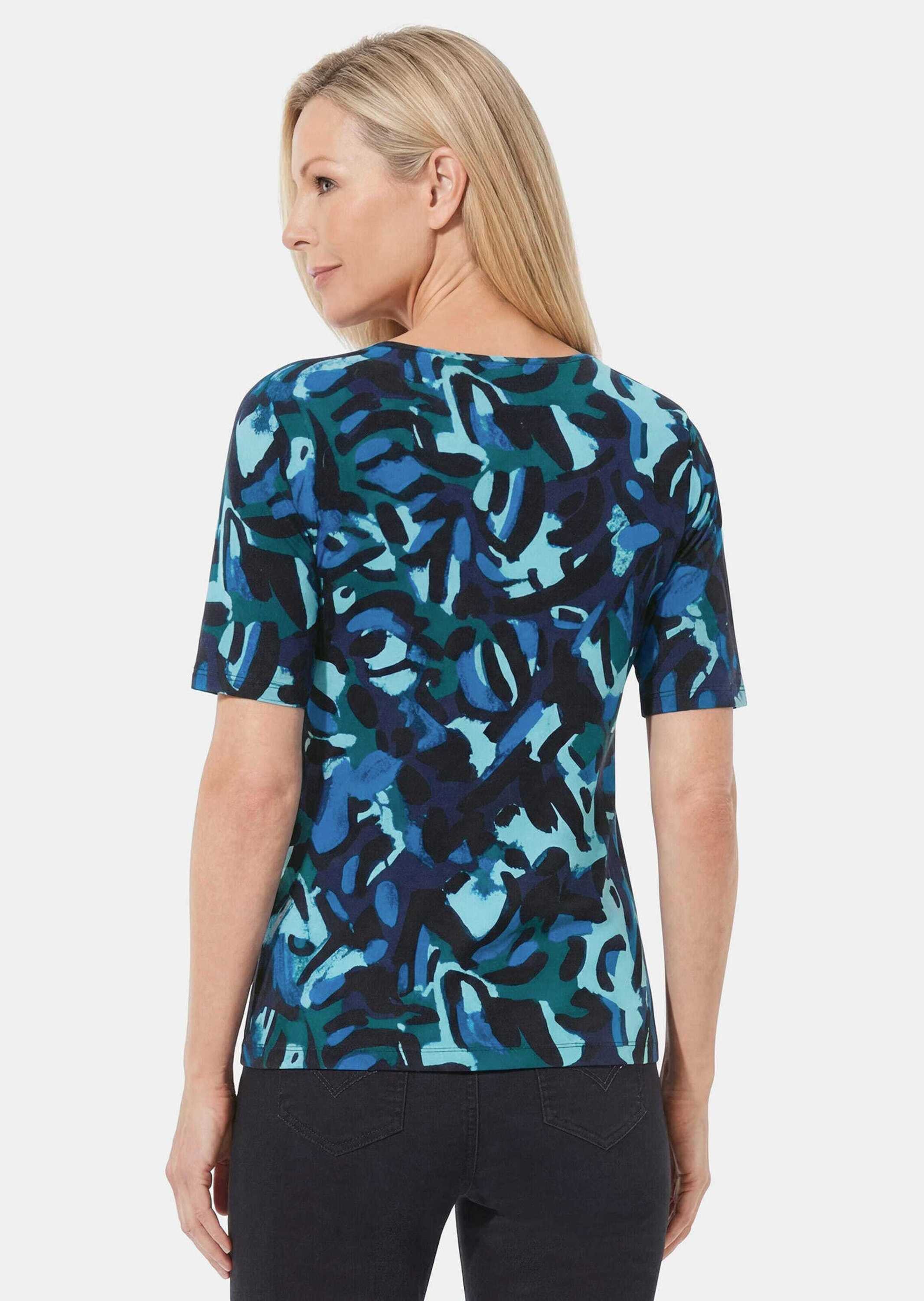 GOLDNER T-Shirt Viskoseshirt mit künstlerischem Print