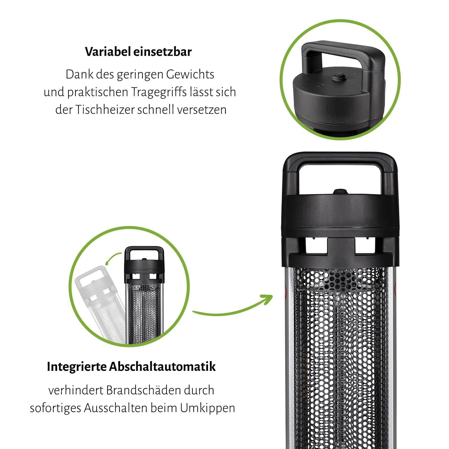empasa Heizstrahler "HEATY", 1200 W, tragbarer Infrarot Tischheizer