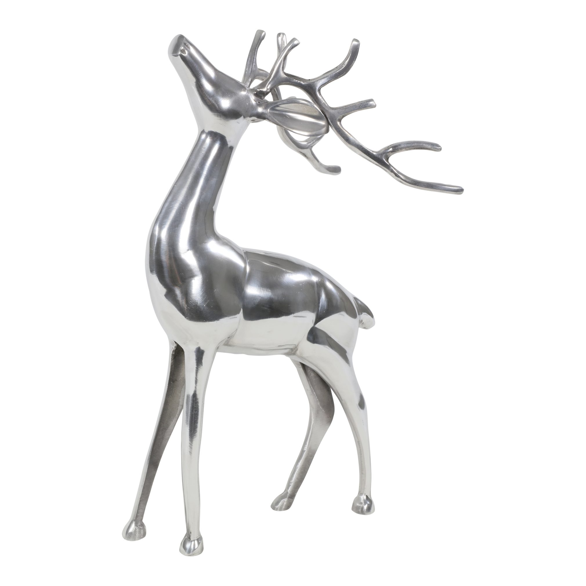 Aluminium 30x15x48 silber Lesli Figur Dekofigur Hirsch Living stehend Deko cm poliertes