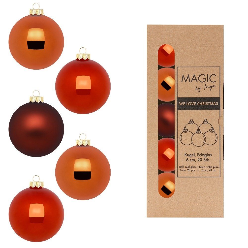 MAGIC by Inge Weihnachtsbaumkugel, Glas Amber Weihnachtskugeln 6cm Glowing 20 Stück 