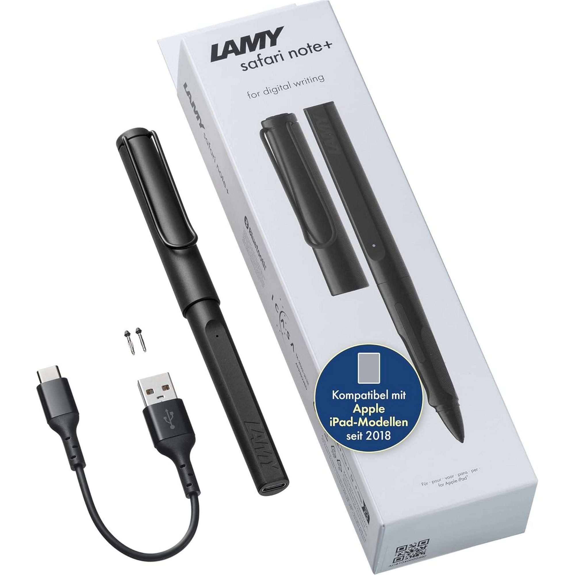 LAMY Eingabestift LAMY Safari Note+ Schwarz iPad Stift Stylus Pen Palm bis 10 Stunden Ak
