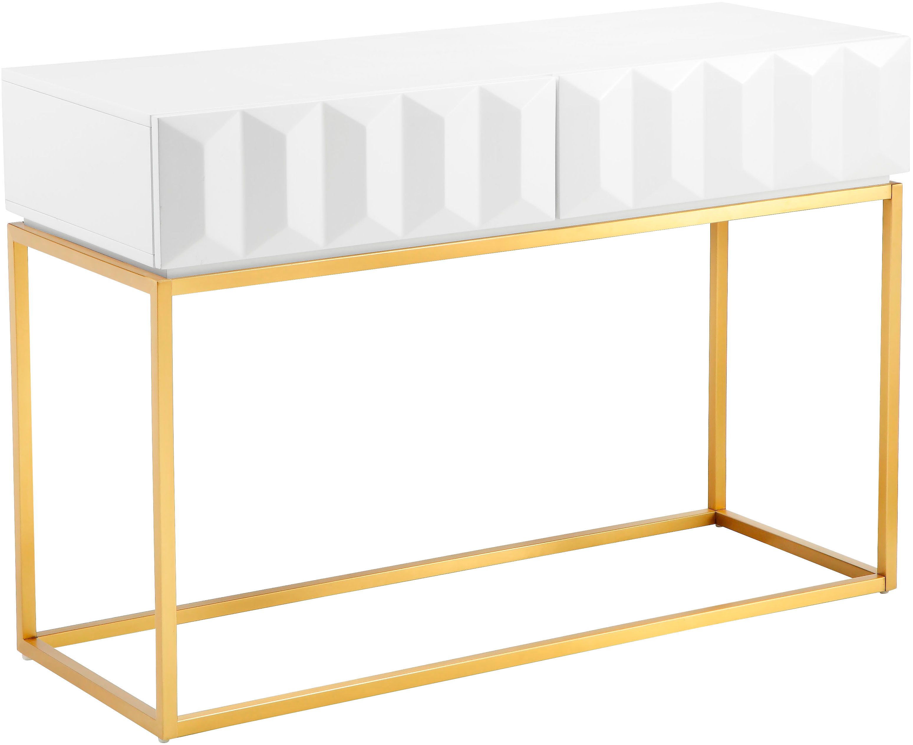 Leonique Konsolentisch Alais, in 3D-Optik, mit zwei Schubladen und goldfarb günstig online kaufen