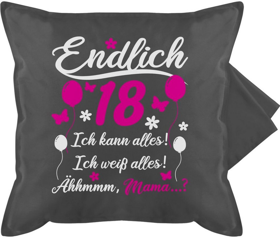 Kissenbezüge Endlich 18 Geschenk, Shirtracer (1 Stück), 18. Geburtstag  Kissen