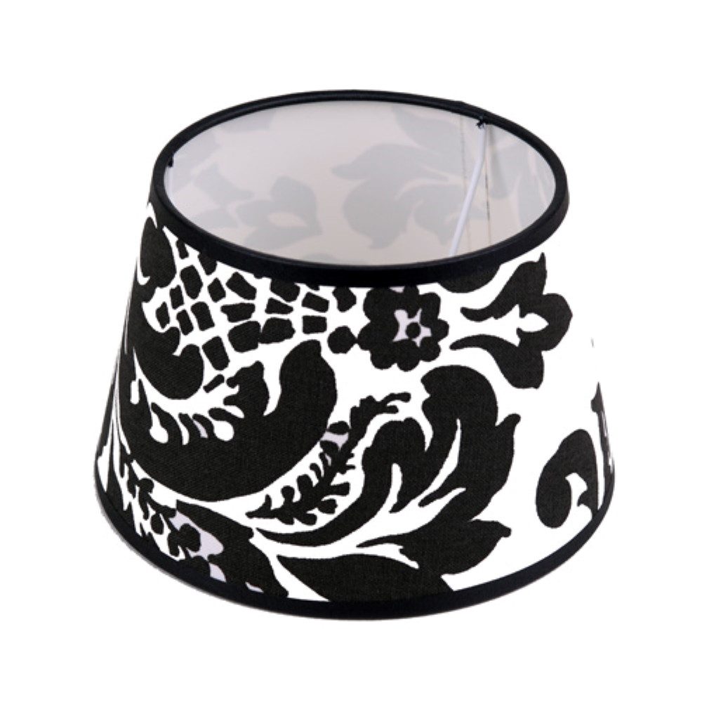 Dirk Davids Leuchten GmbH Lampenschirm Lampenschirm in Rund Leinen schwarz Weiß Barock TL 20-15-13, Barockes Muster