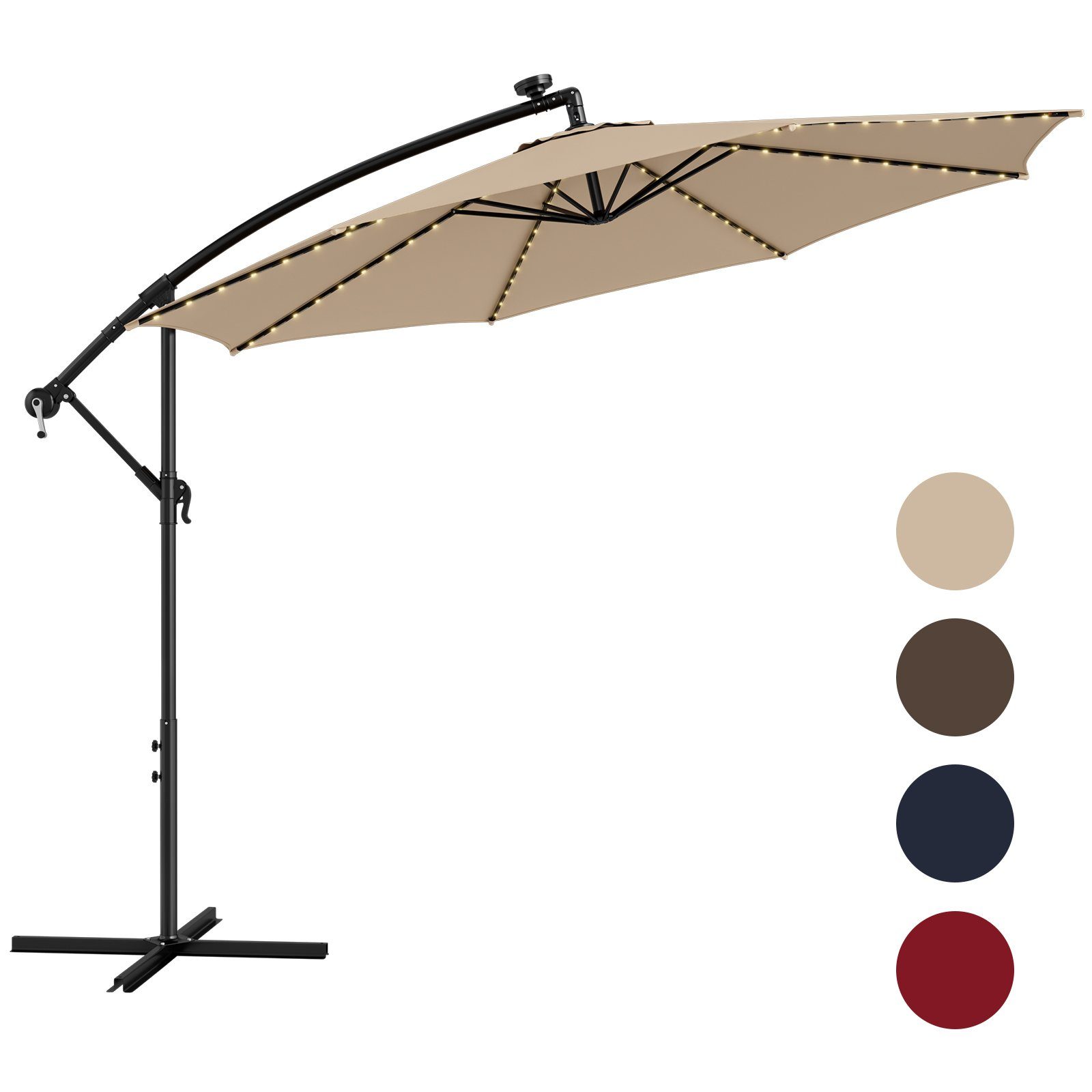 COSTWAY Sonnenschirm, 3m mit 112 solarbetribene LED