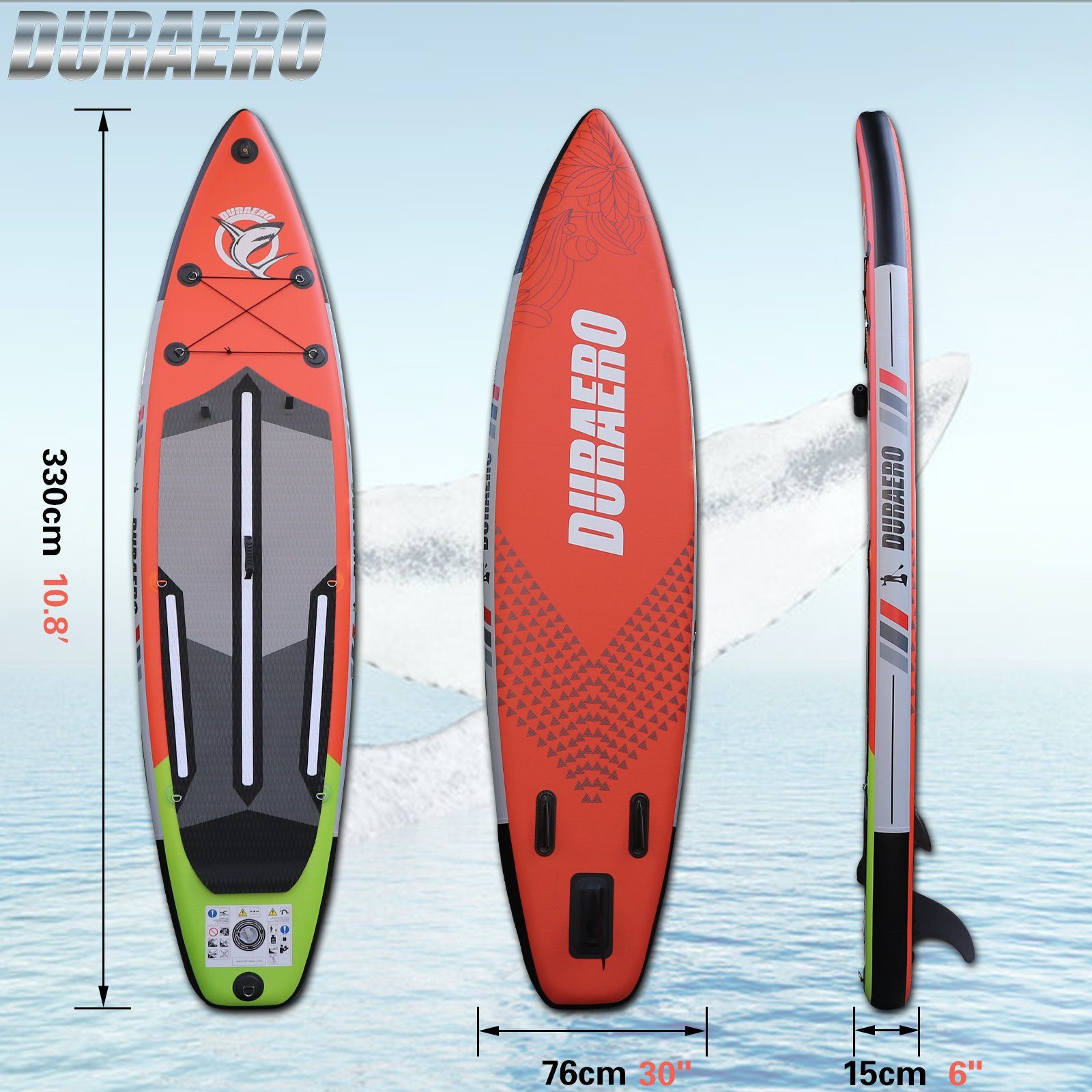 Paddle Stand DURAERO 330x76x15cm Aufblasbare SUP-Board Set, up Board SUP Board Inflatable
