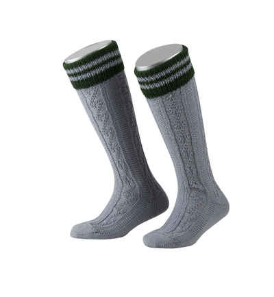 Lusana Trachtensocken L320R Kinderstrümpfe mit Zopfmuster und Ringel