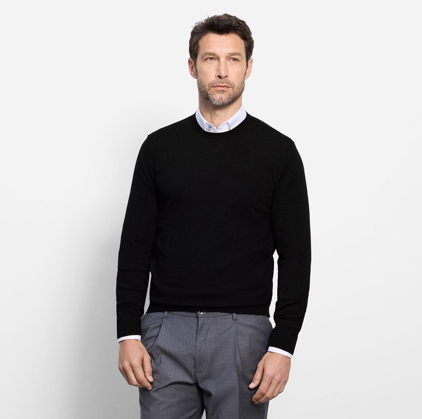 OLYMP Rundhalspullover OLYMP Strick Casual moderner Strickpullover
