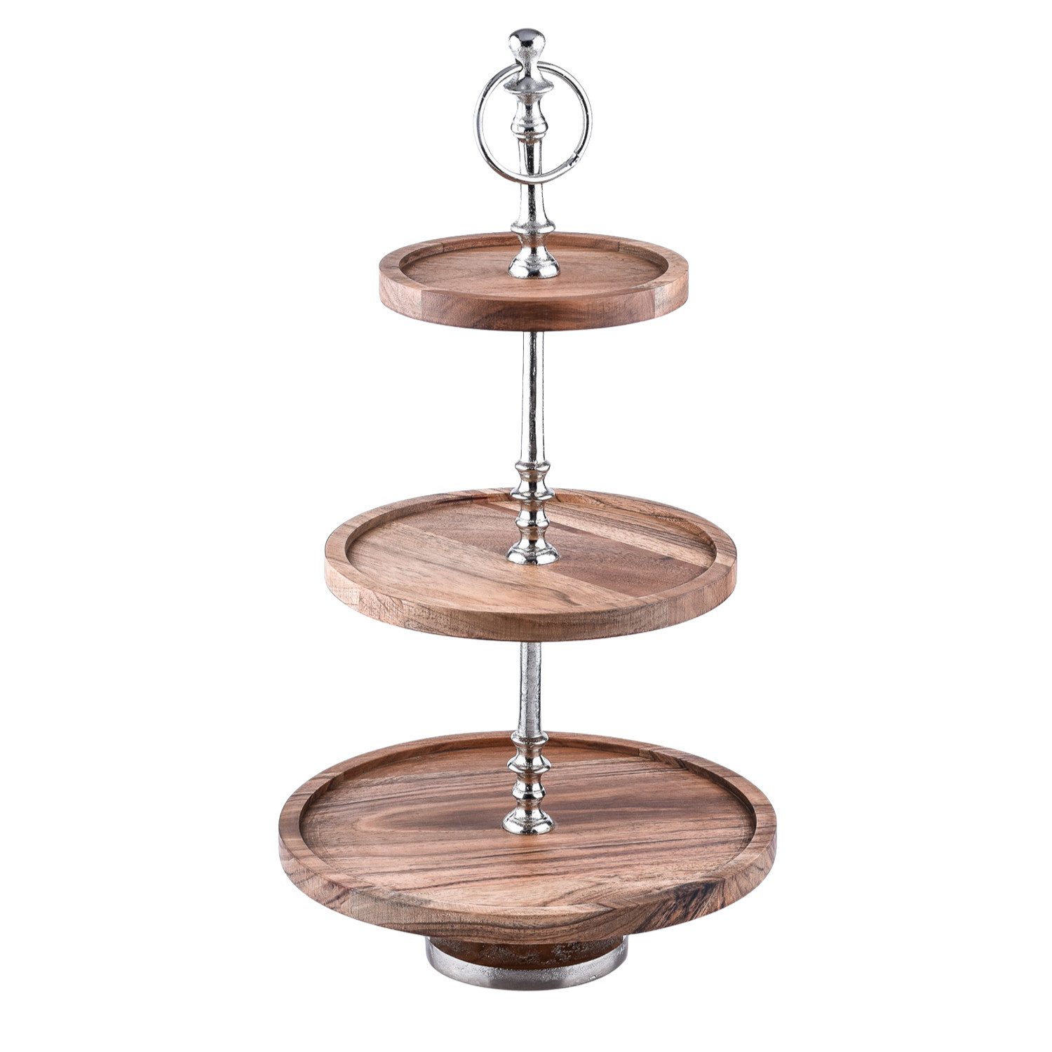 Marrakesch Orient & Mediterran Interior Etagere Étagère à 3 niveaux en bois d'acacia Amalie, 50 cm, Aluminium, Holz, (1-tlg), Handarbeit