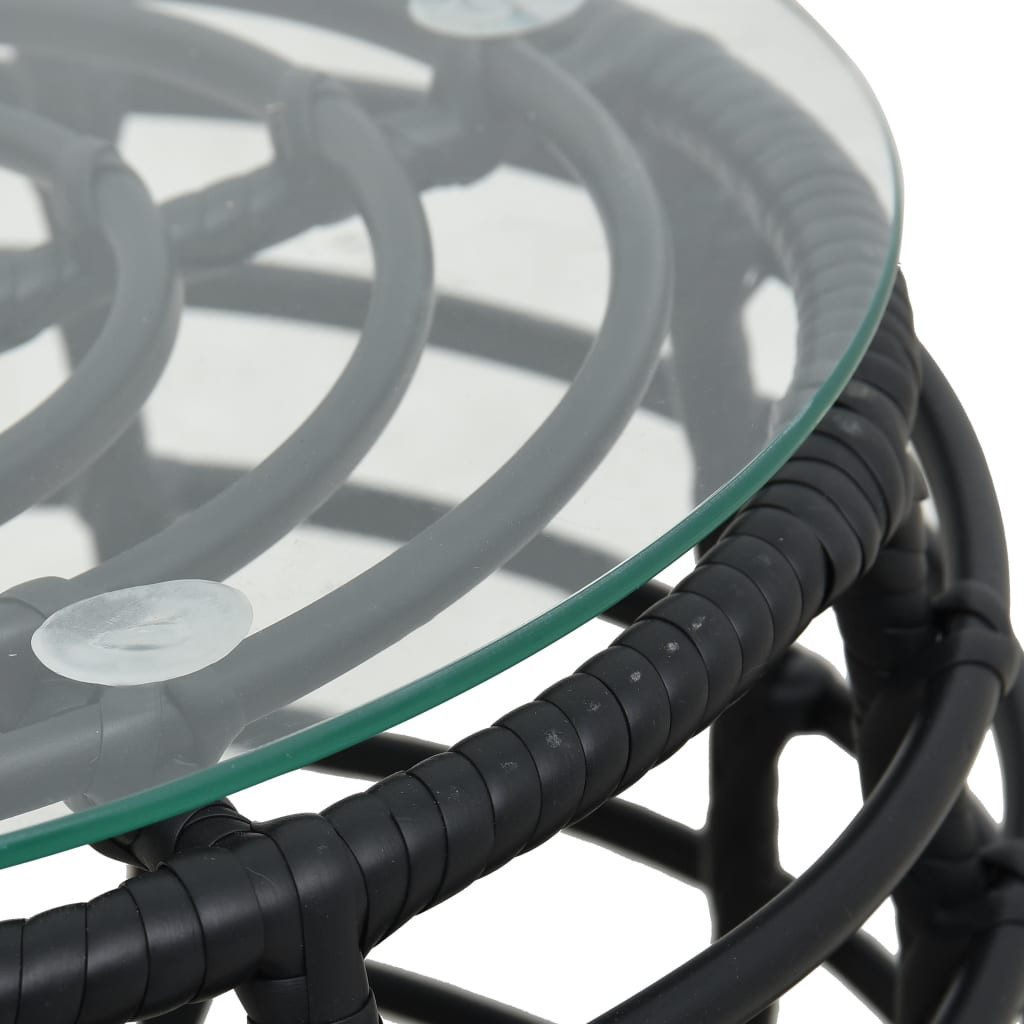 vidaXL Gartenlounge-Set 3-tlg. Bistro-Set Poly Rattan Schwarz, (3-tlg)