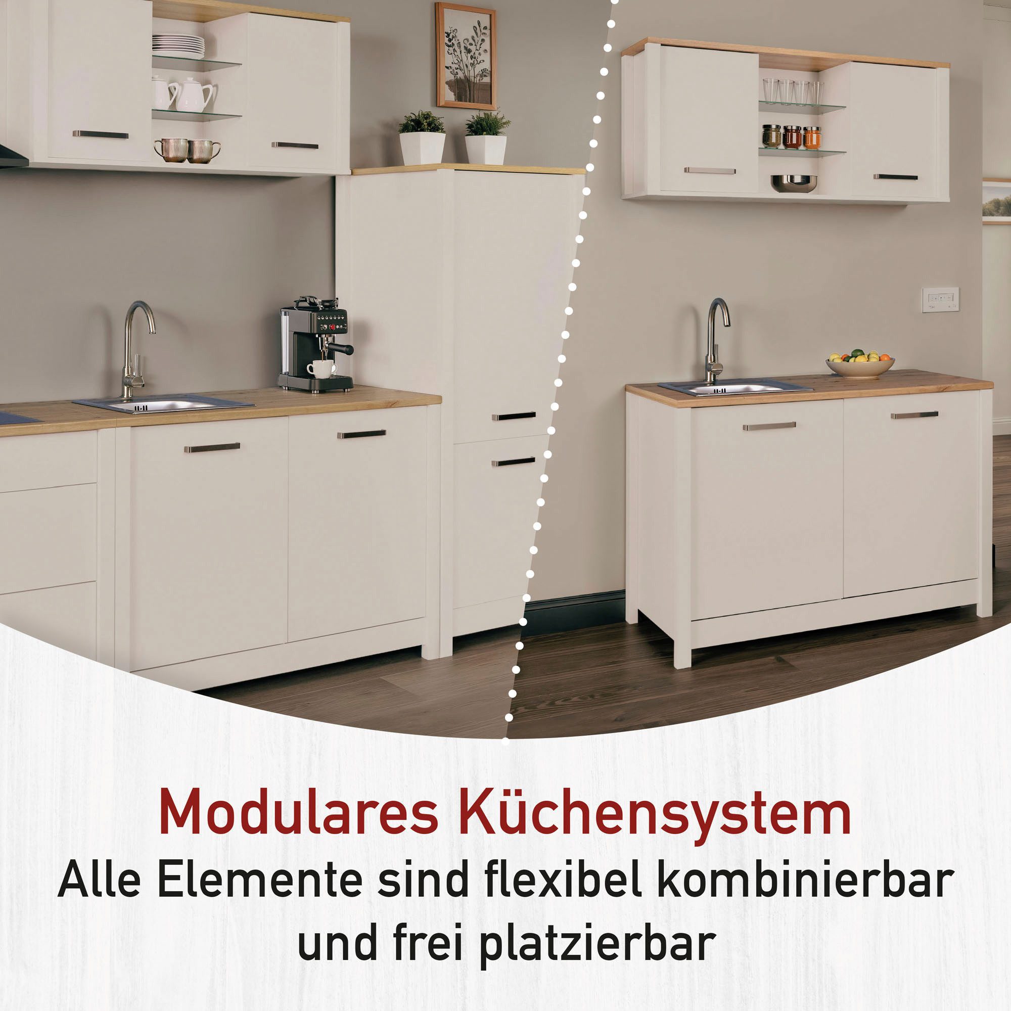 Inter Link Küchenzeile Pienza, Einbauküche, Küchenblock, Küchenmodul, Kompaktküche, Ohne E-Geräte für Spülmaschine Backofen Kühlschrank B: 200 cm