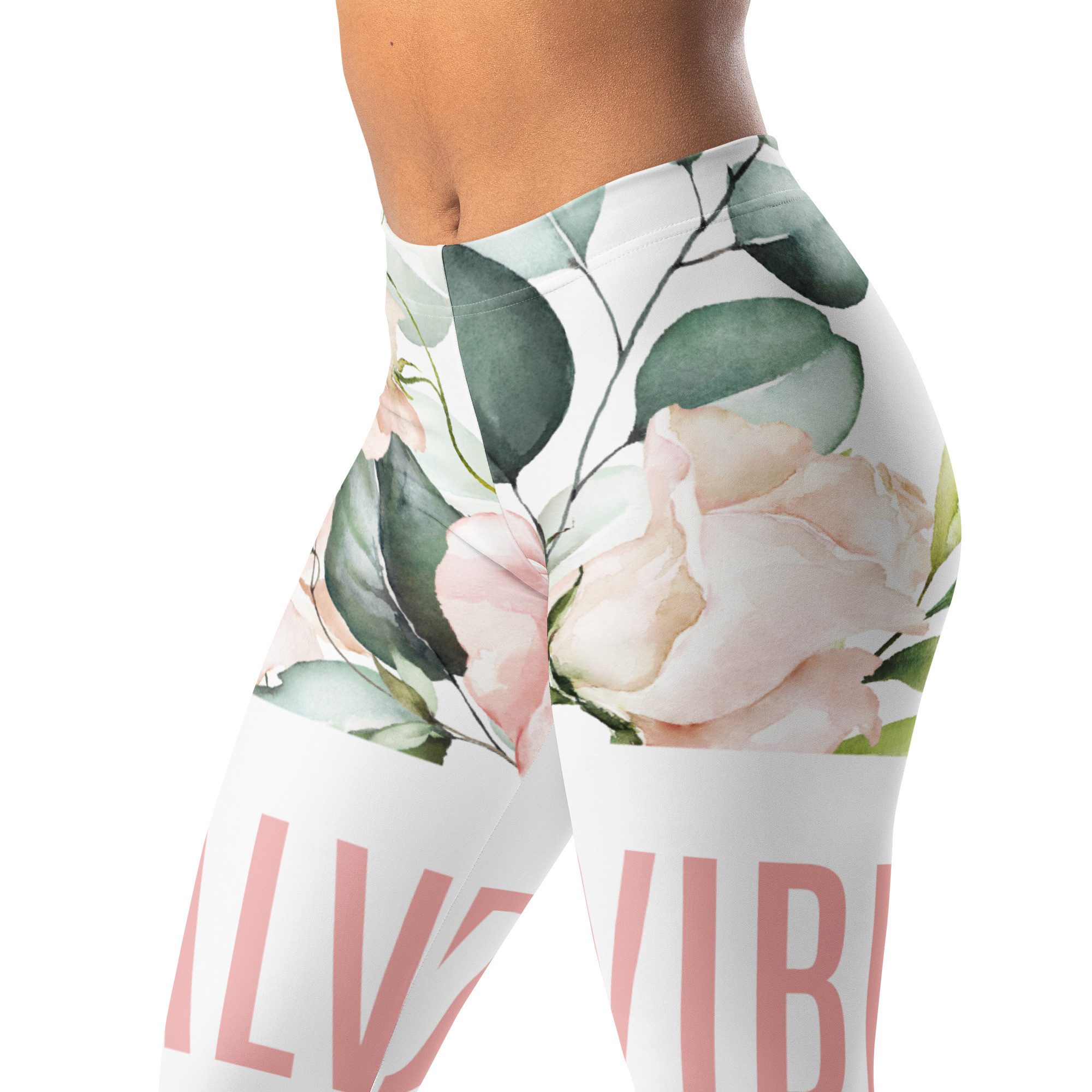 DECALVIBES Funktionsleggings Damen Leggings Basic Pastell Roses Blickdicht, 4-Wege-Stretch, elastischer Bund, weiches Material