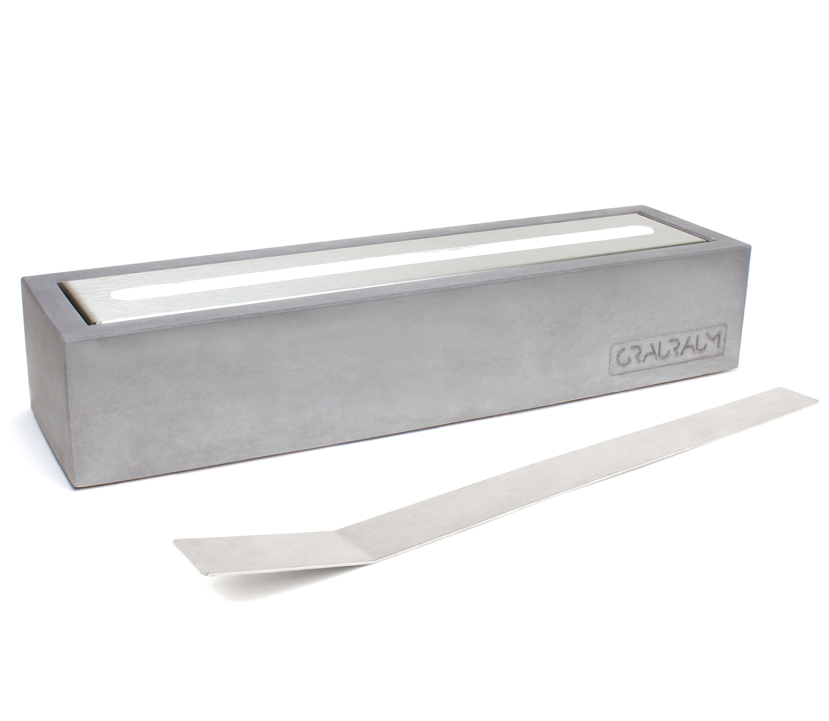 GRAURAUM Tischfeuer 'Theo' Ethanol Tischkamin (30cm), Tischfeurstelle, Dekokamin, Betonsockel