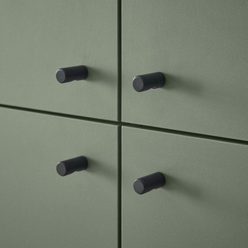 Lomadox Highboard AVEZZANO-61, Evoke Eiche Nb. mit grün, 4 Türen, B/H/T ca. 107/134/40 cm