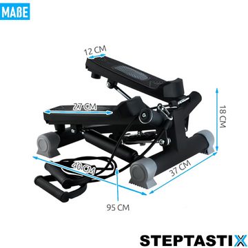 MAVURA Mini-Stepper STEPTASTIX Mini Side Stepper Swingstepper Fitness Heimtrainer, Aerobic Fitnessgerät Auf- und Ab-Stepper mit Trainingsbänder