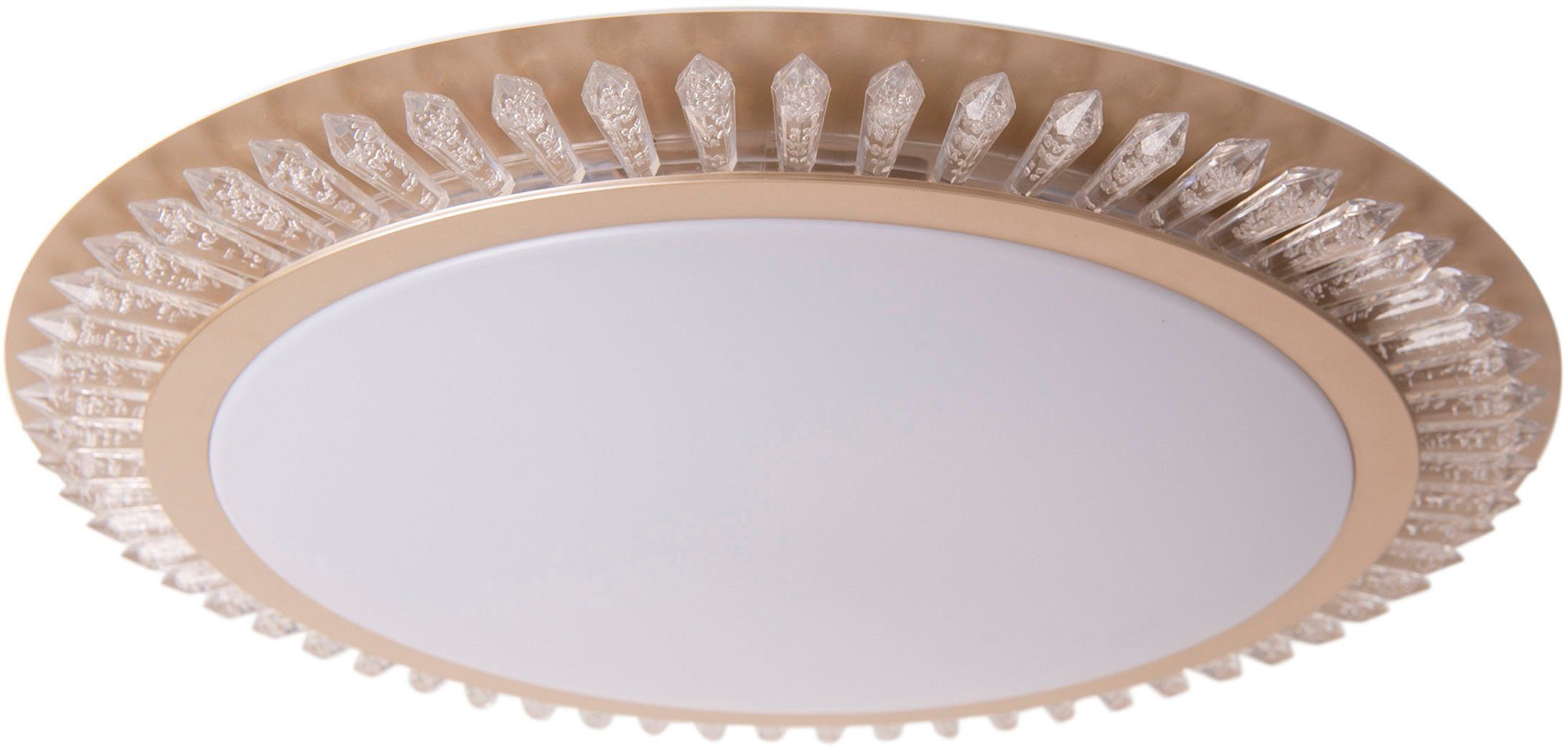 näve LED Deckenleuchte Madison, CCT - über Fernbedienung, Dimmfunktion, Fernbedienung, Infrarot inkl., LED fest integriert, warmweiß - kaltweiß, dimmbar, CCT-Farbwechsel in 3-Stufen, Fernbedienung, Diamantfacetten