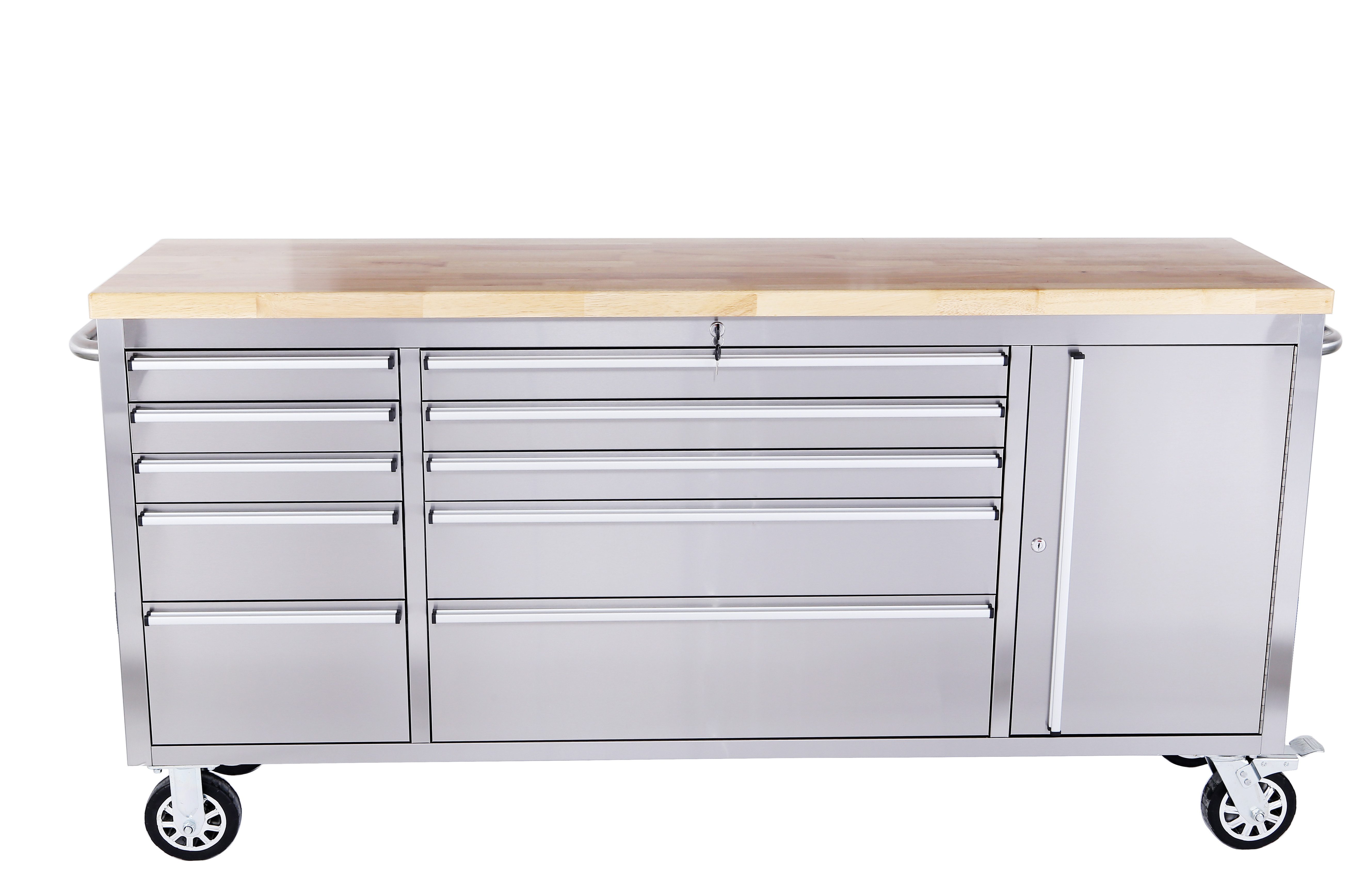 ONDIS24 Werkzeugwagen Werkstattwagen Edelstahl Werkbank mit Massivholzplatt günstig online kaufen