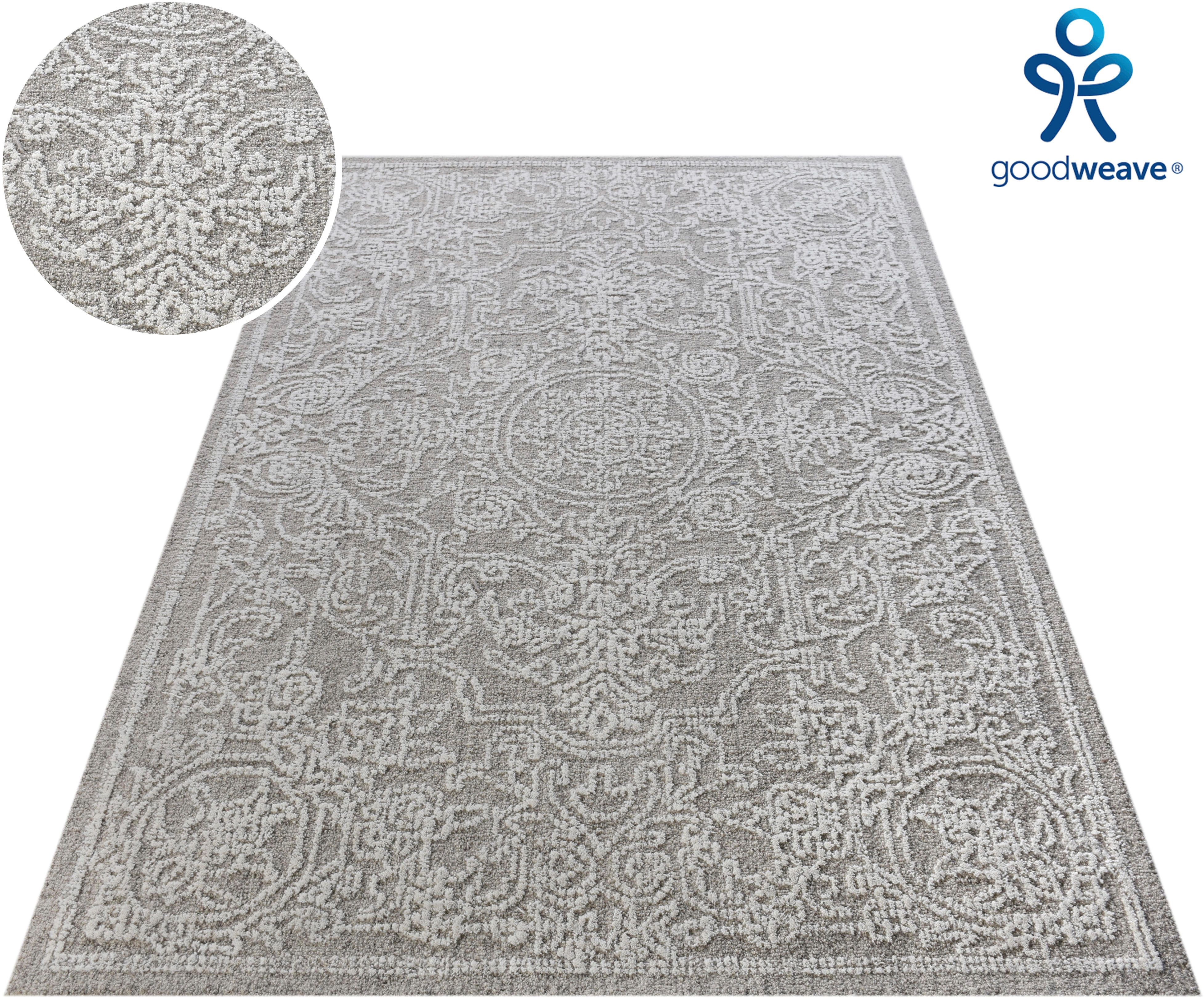 my home Wollteppich Umea, handgewebt, Wolle, Hoch-Tief-Struktur, rechteckig, Höhe: 14 mm, einfarbig, Wolle, Teppich, Wohnzimmer, Schlafzimmer, Esszimmer