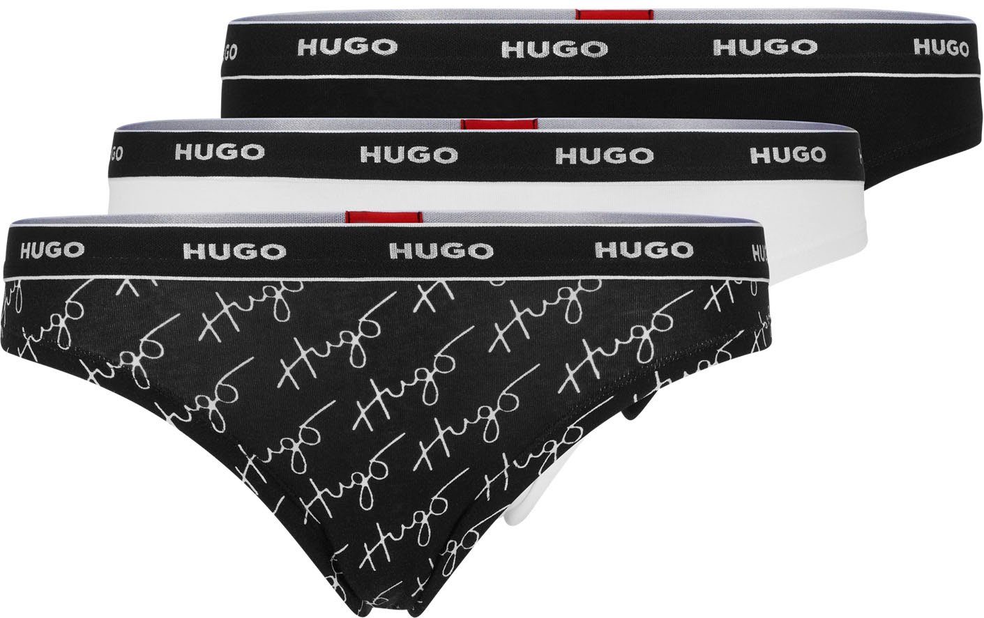 HUGO T-String (Packung, 3-St) mit Logo-Wäschebund Black004