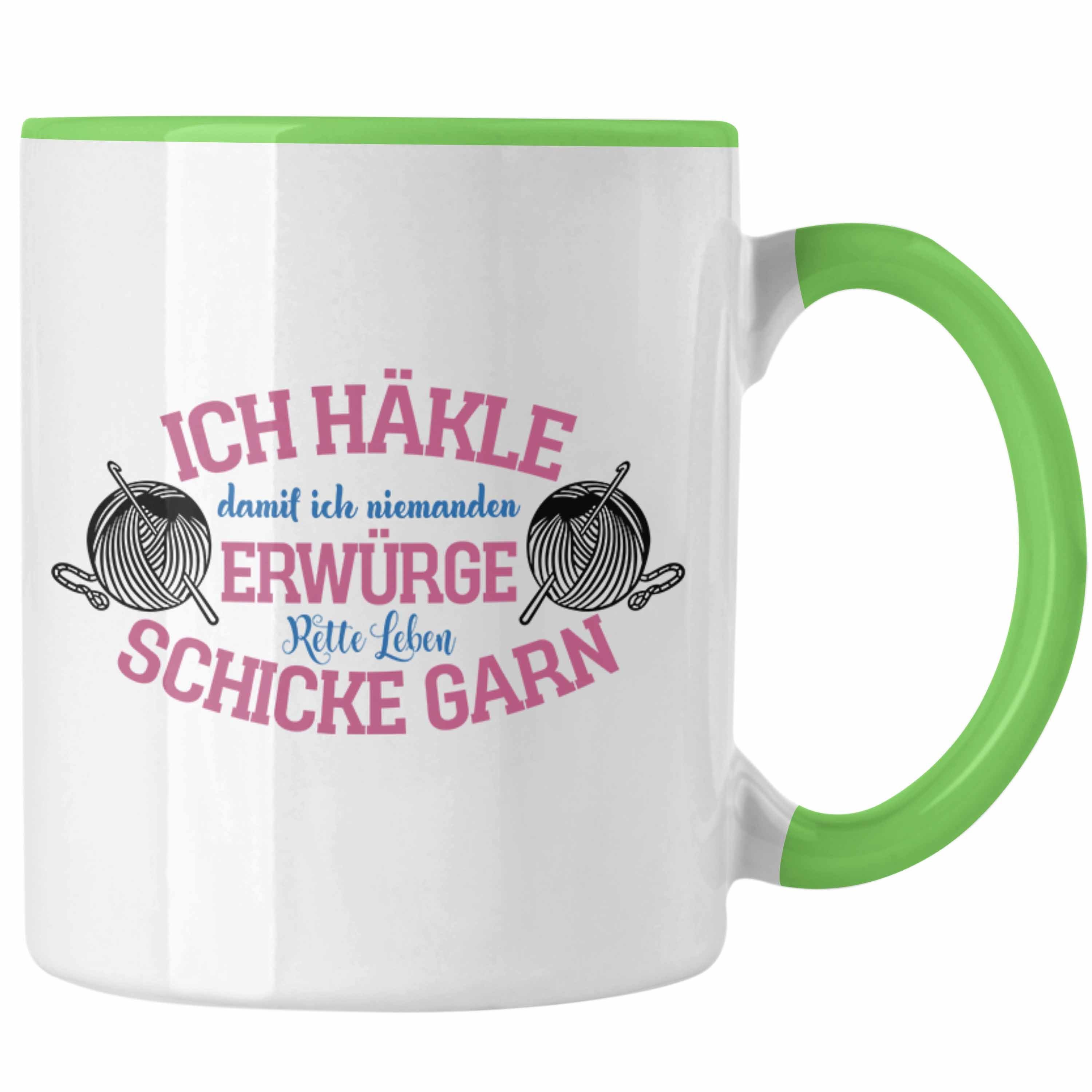 Trendation für Häkelbegeisterte Strick- und Geschenkidee Garn-Tasse Tasse Grün