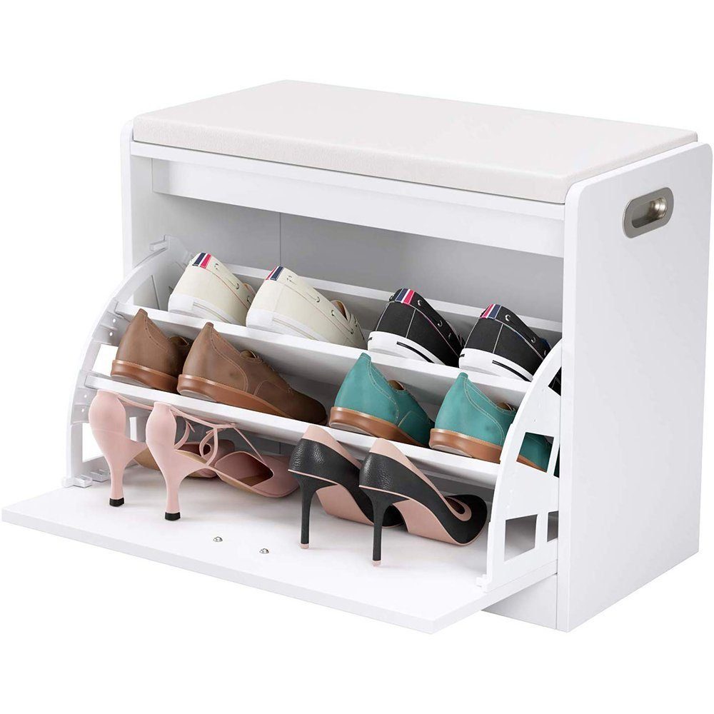 Homfa Schuhbank, Sitzbank Schuhschrank mit Sitzkissen Schuhregal bis zu 12 günstig online kaufen