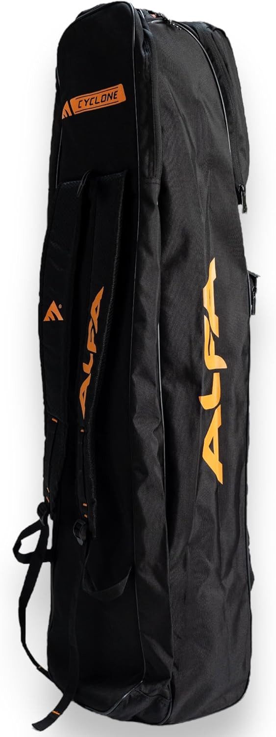 ALFA Hockeytasche Cyclone Hockey Schläger Kit Tasche Schwarz-Mango Verstellbar (Hockey Schläger & Kit Tasche, Verstellbare Größe Polyester), Doppelfunktion, geräumig, gepolstert belüftet