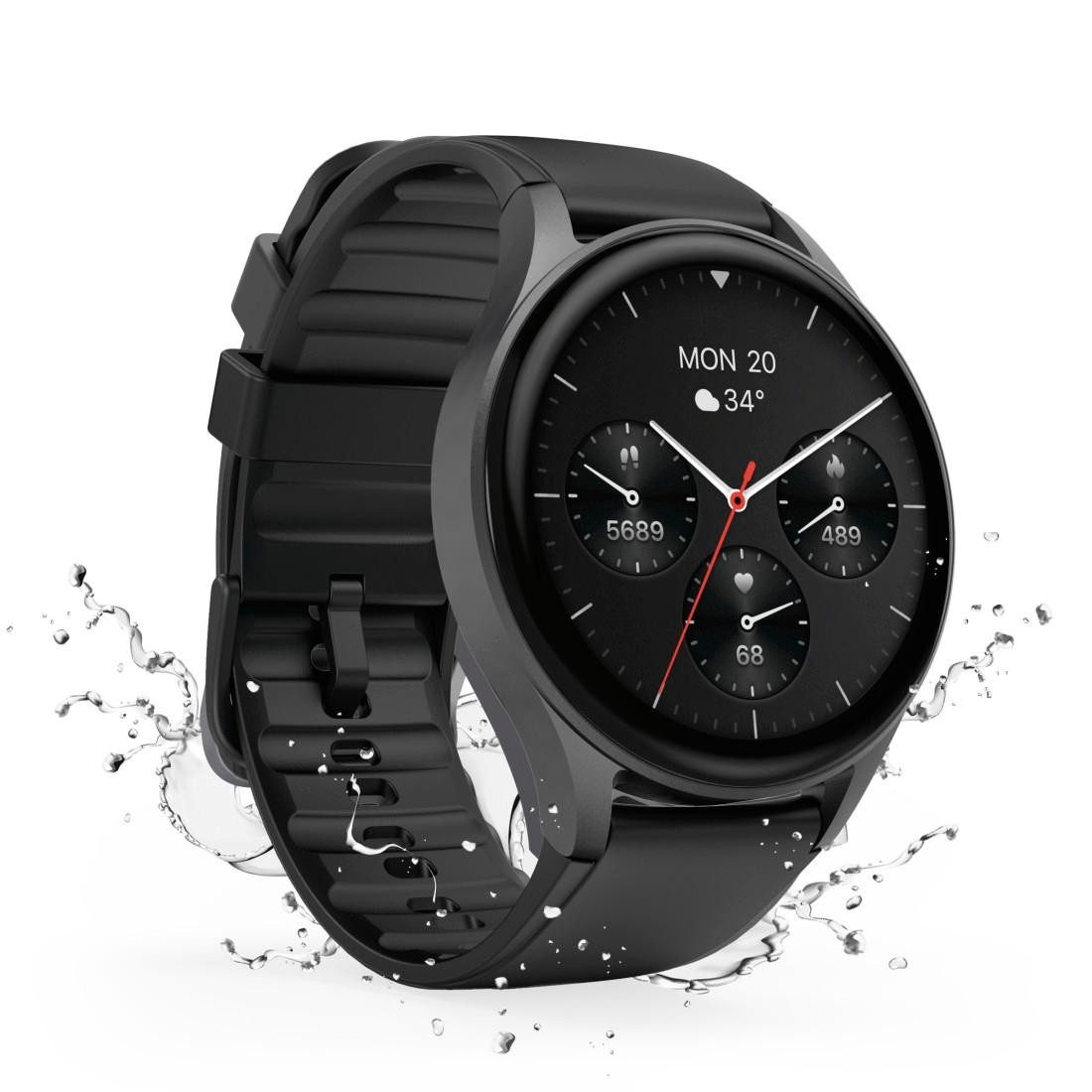 Hama Smartwatch 8900 (Telefonfunktion, GPS, wasserdicht IP68, Herzfrequenz) Smartwatch (3,63 cm/1,43 Zoll) grau|schwarz