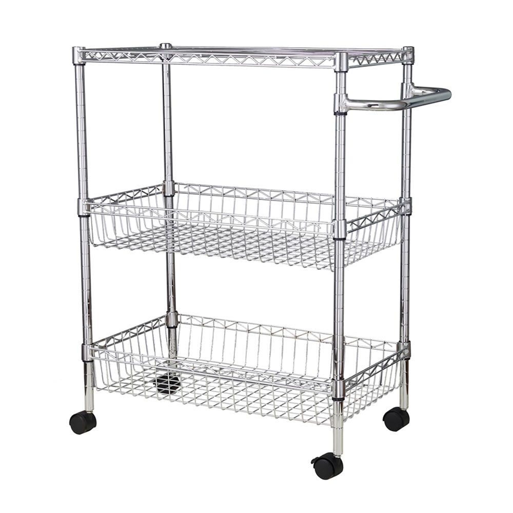 GarveeMore Beistellwagen 3 Tier Rolling Utility Küchenwagen auf Rädern für Restaurant
