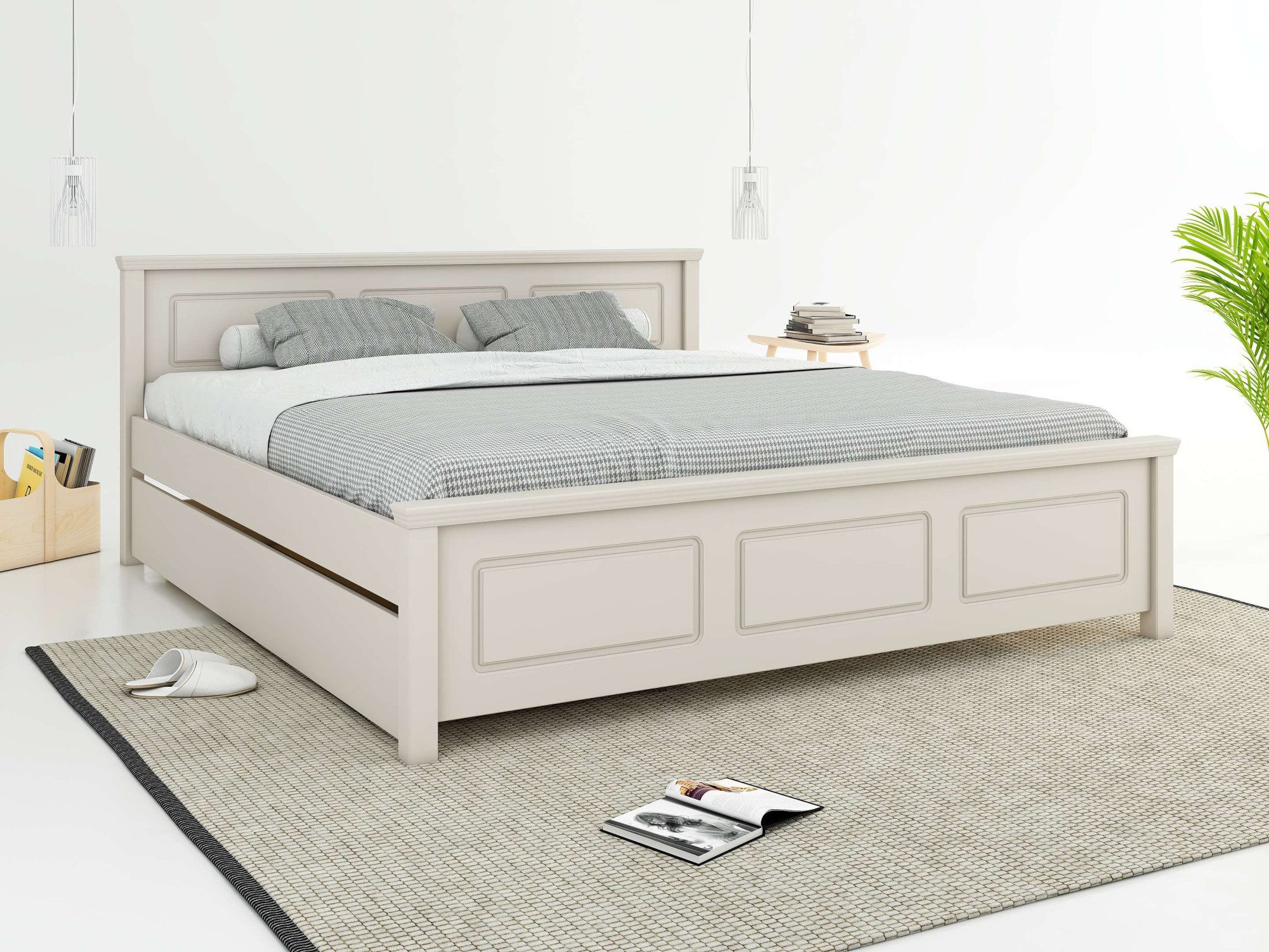 OTTO home Massivholzbett ERIKK', Made in Europe, optional mit Schublade, Massivholz Kiefer (FSC® zertifiziert), in mehreren Größen, Landhausstil mit Kassettenoptik