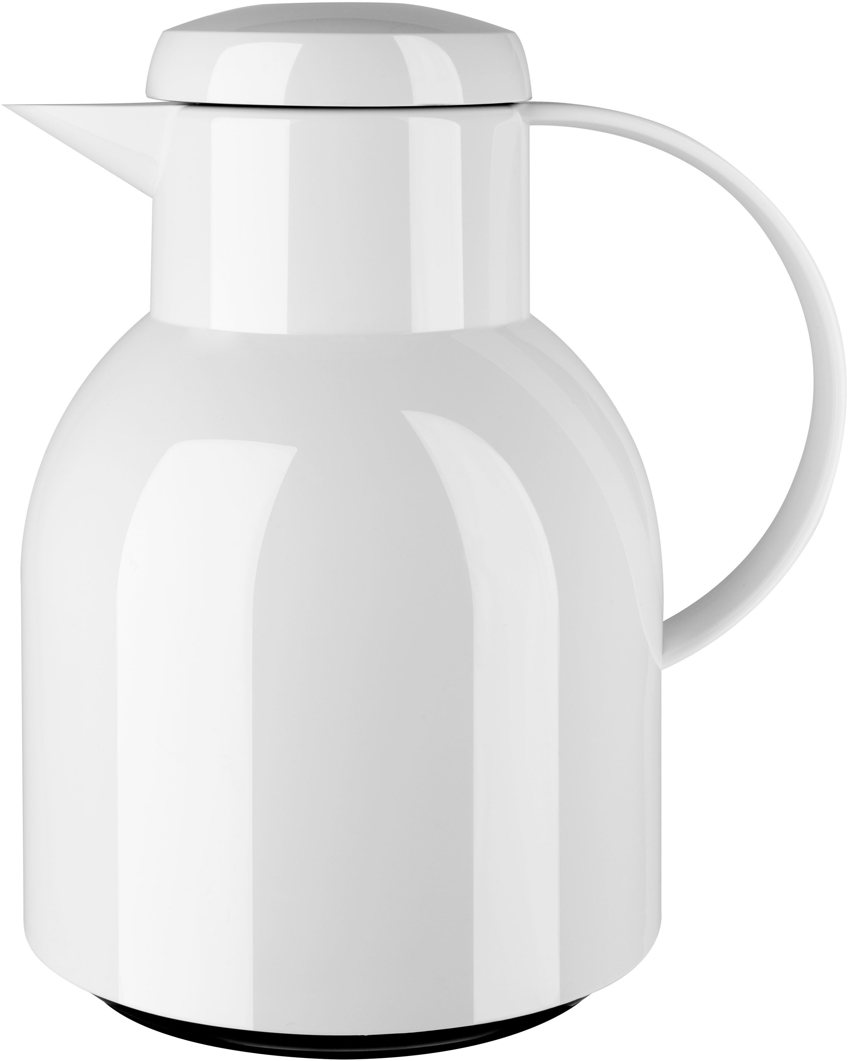 Emsa Isolierkanne Samba, 1 l, zeitloses Design, einfacher Knopfdruck, 24h kalt, 12h warm