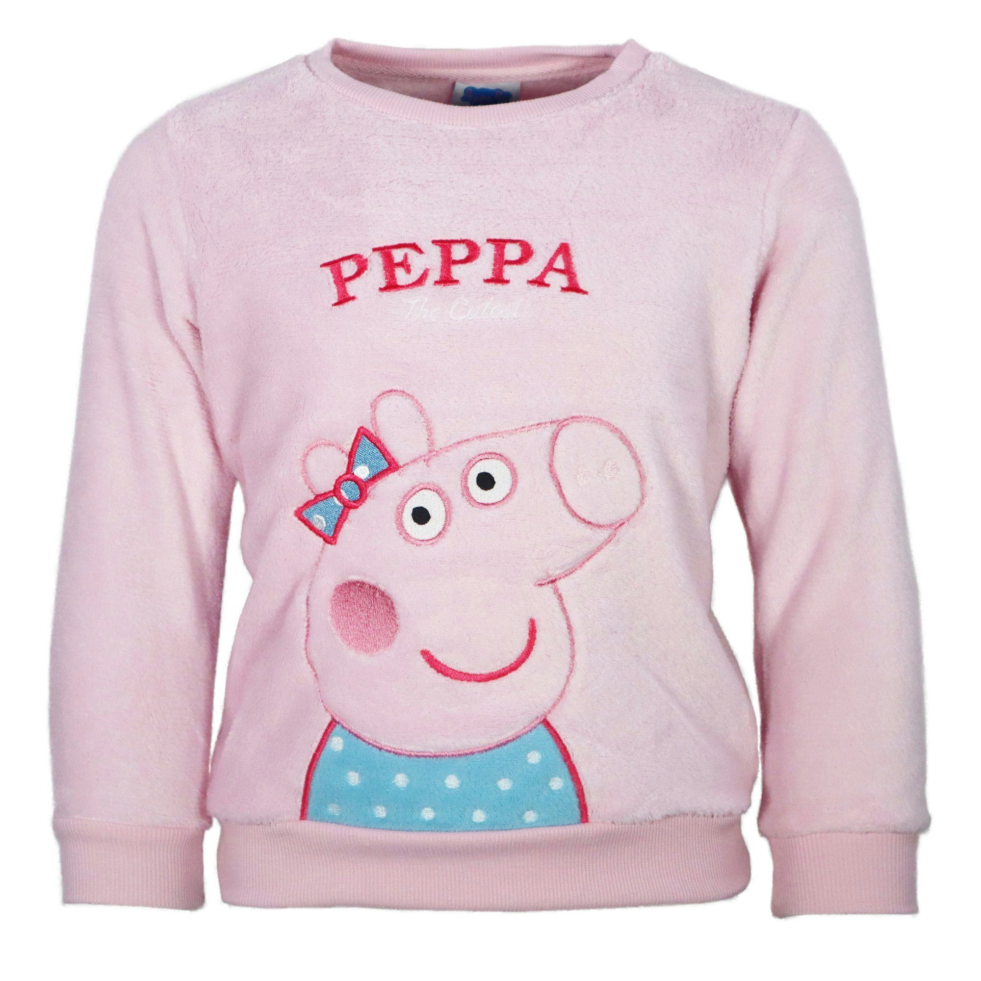 Peppa Pig Sweater Peppa Pig Wutz Mädchen Kinder Coral Fleece Pullover Pulli Gr. 98 bis 116