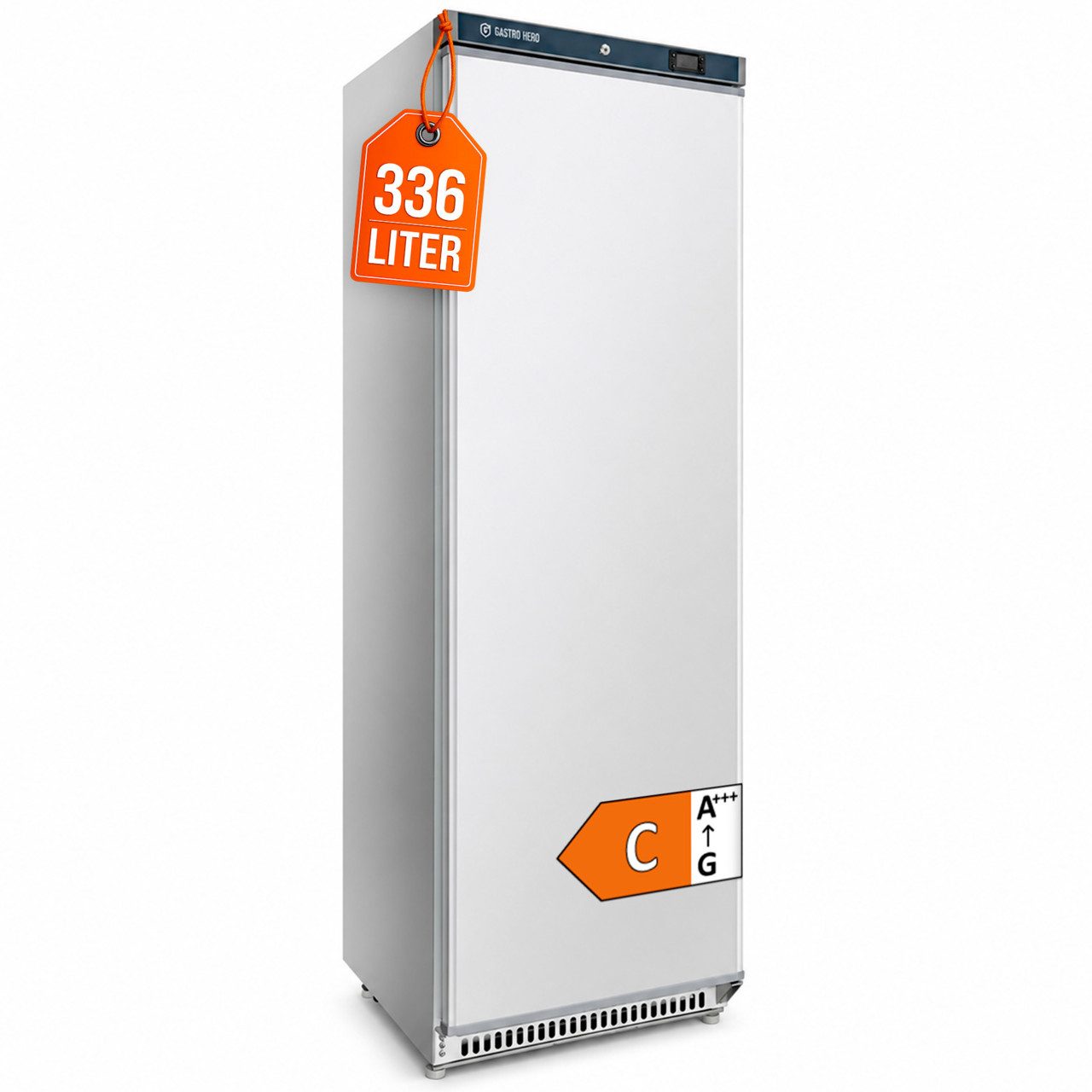 GastroHero Vollraumkühlschrank Lagerkühlschrank ECO 400 336 Liter Weiß Umluftkühlung LKSE400, 187.5 cm hoch, 60 cm breit, kompakte Kühllösung für Gastronomie und Gemeinschaftsküchen