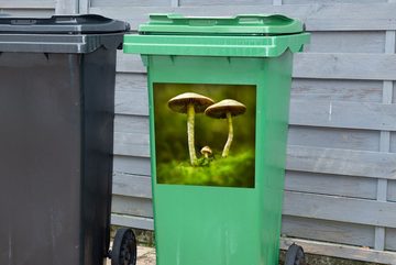 MuchoWow Wandsticker Zwei große und ein kleiner Pilz (1 St), Mülleimer-aufkleber, Mülltonne, Sticker, Container, Abfalbehälter