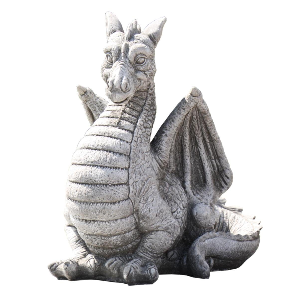 440s Gartenfigur 440s Kleiner Glücksdrache Antiksteinguss, (Stück)