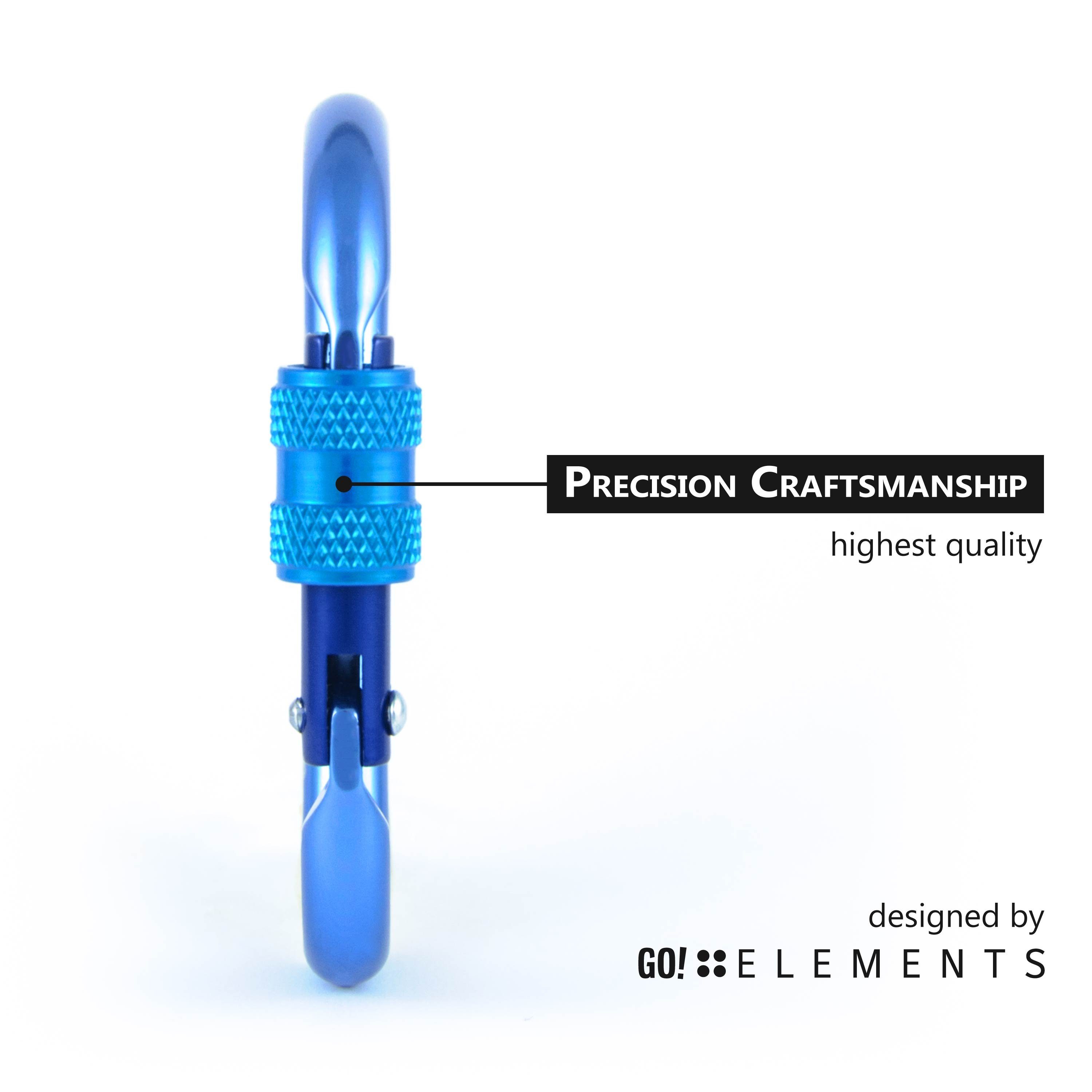 GO!elements Karabiner Micro 6, (6Stück), Schlüsselanhänger Mini Karabinerhaken klein mit Schraubverschluss