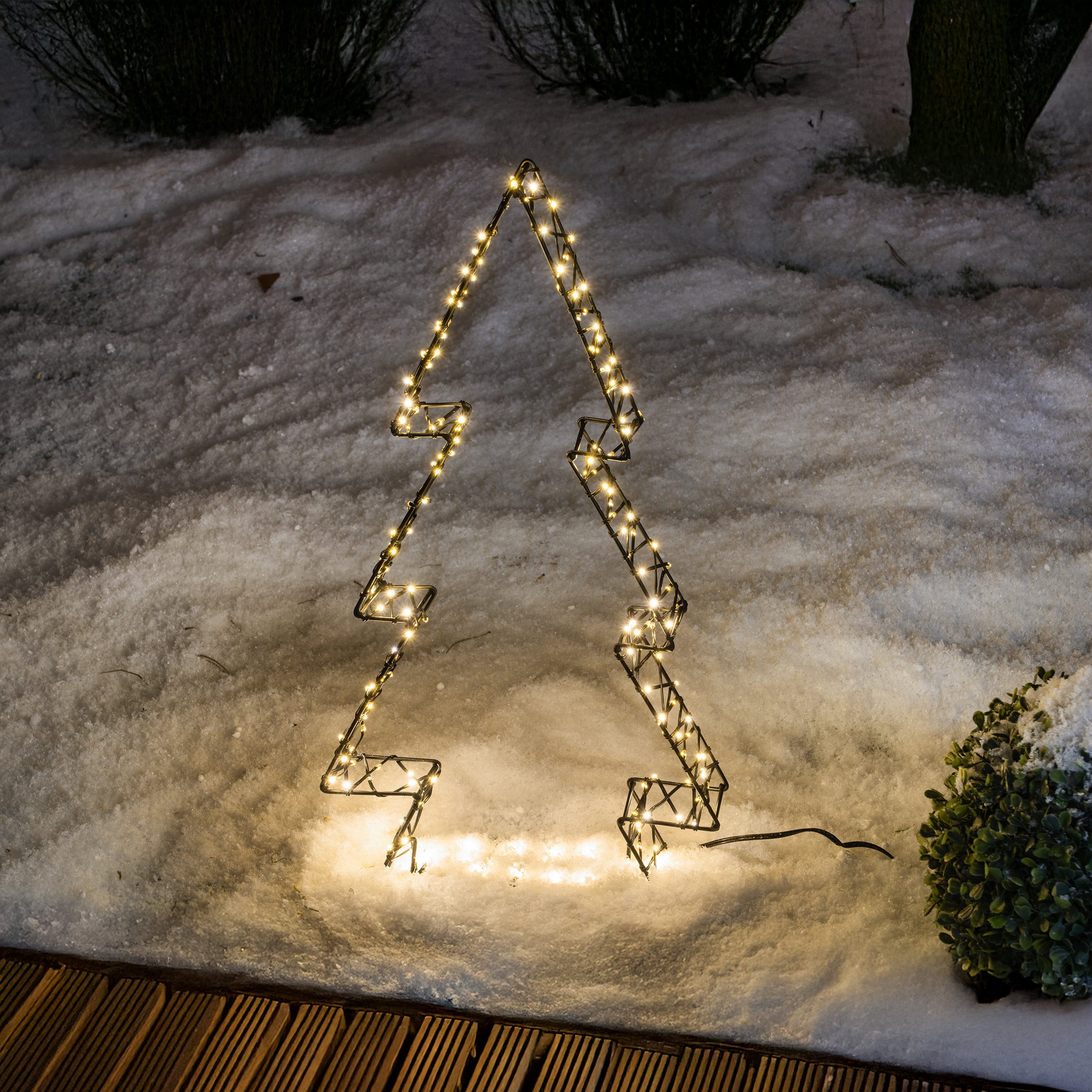 esotec LED Gartenleuchte Solar Tannenbaum Metall H=50cm 200LEDs warmweiß Weihnachtsdeko 103402