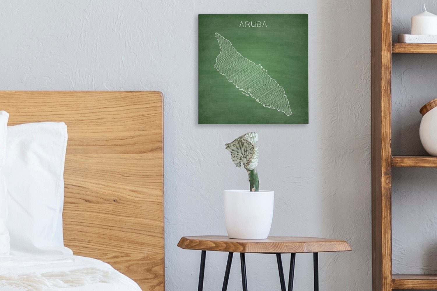 OneMillionCanvasses® Leinwandbild Eine Illustration einer Leinwand Aruba (1 Wohnzimmer für Schlafzimmer Bilder von St), auf Kreidetafel