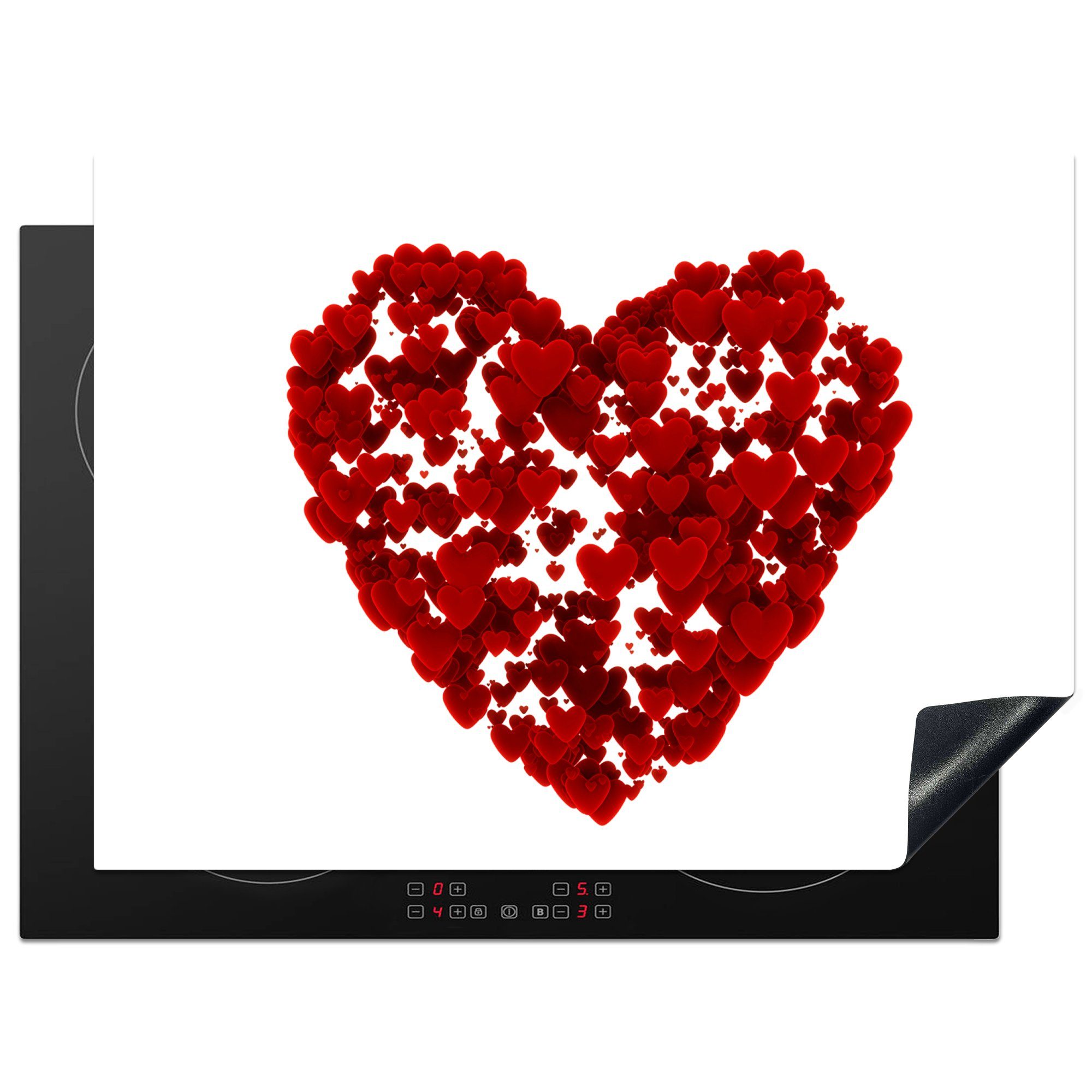 MuchoWow Herdblende-/Abdeckplatte Eine Illustration eines Herzens mit Herzen, Vinyl, (1 tlg), 70x52 cm, Mobile Arbeitsfläche nutzbar, Ceranfeldabdeckung