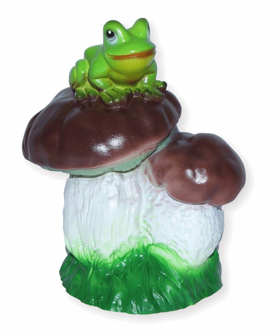 Tierfigur Deko Figur Zwei Steinpilze mit Frosch aus Kunststoff Höhe 19 cm