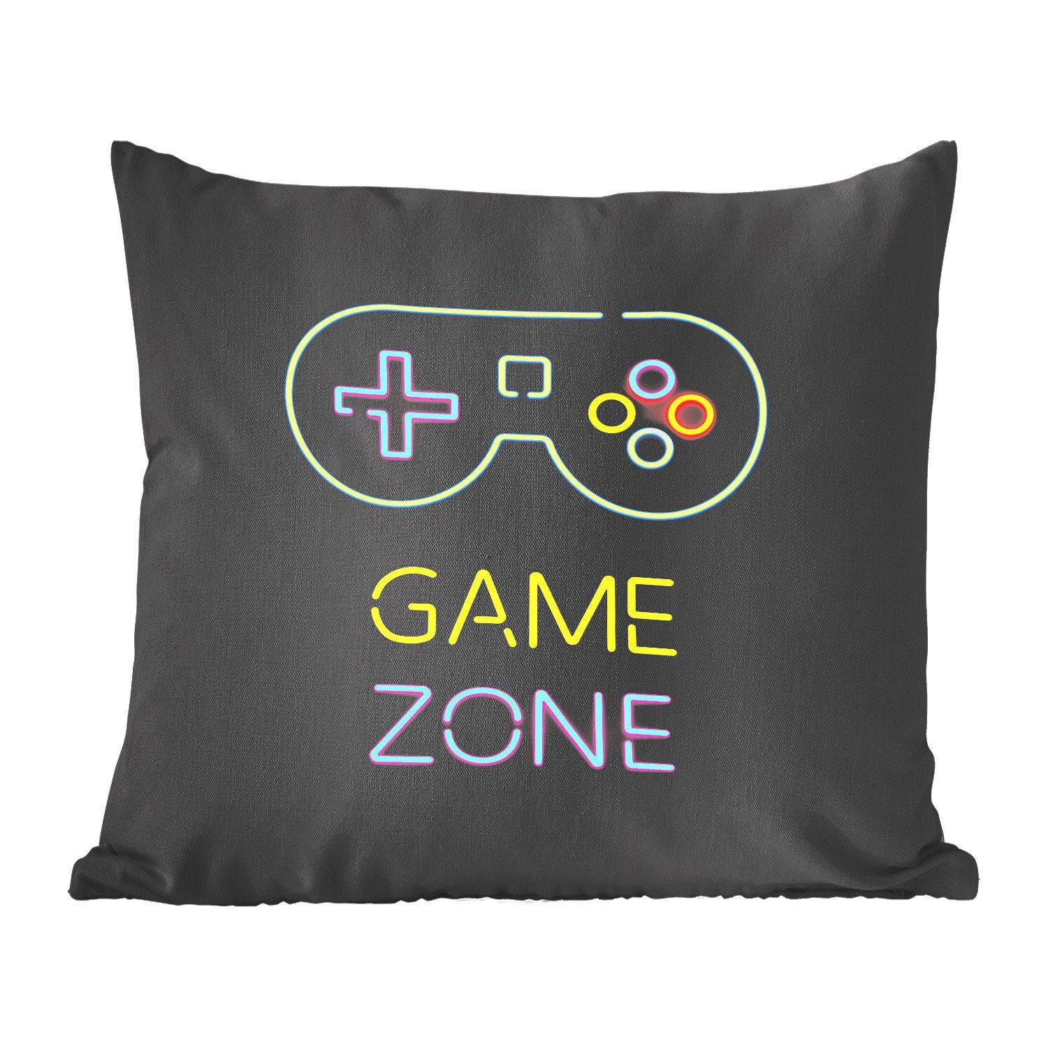 MuchoWow Dekokissen Controller Zitate Sofakissen Spiel Wohzimmer, für - - Spielzone, mit Schlafzimmer, Zierkissen - - - Schwarz Deko, Füllung Neon