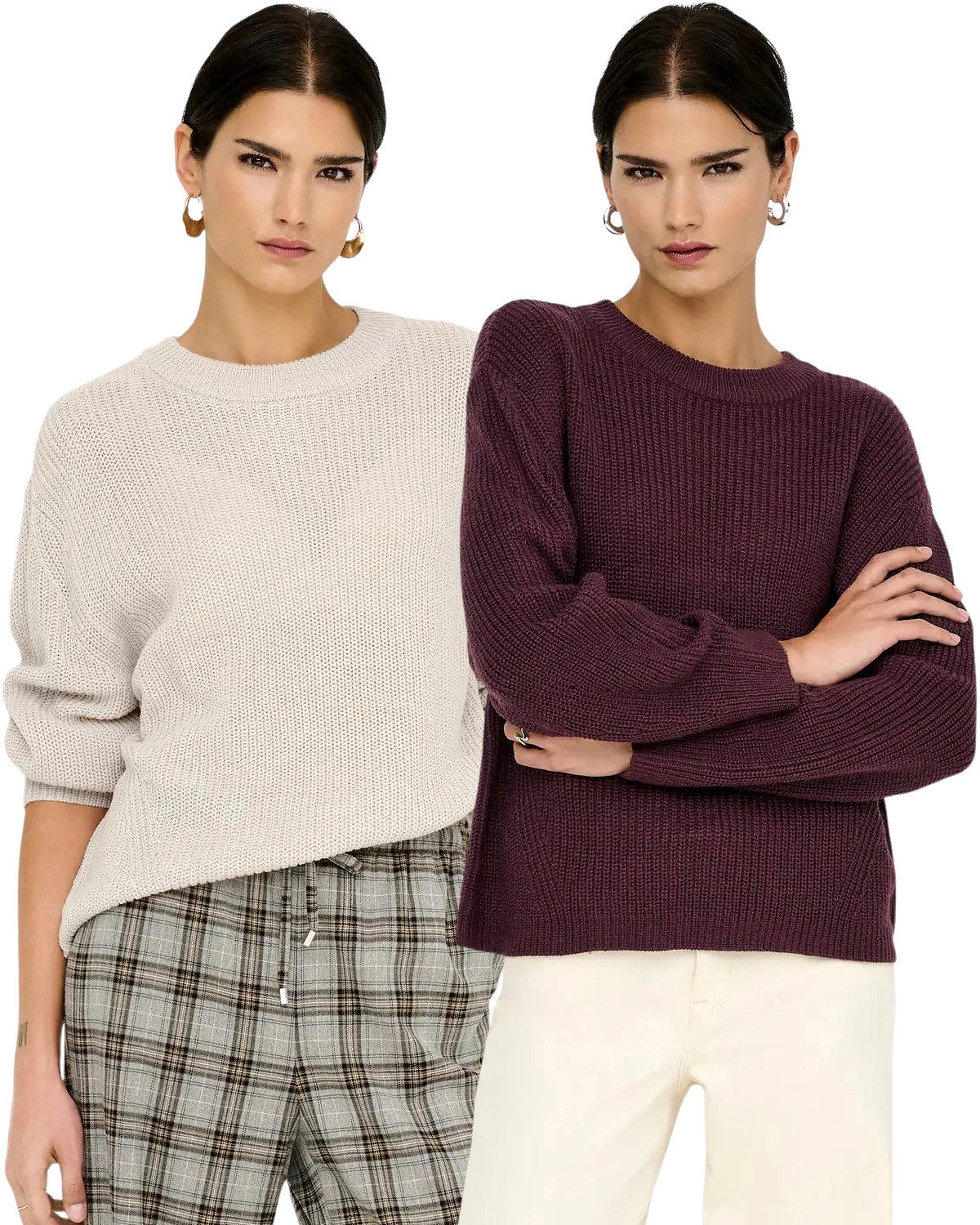 ONLY Strickpullover (2er-Pack) weicher Damen Pullover günstig online kaufen