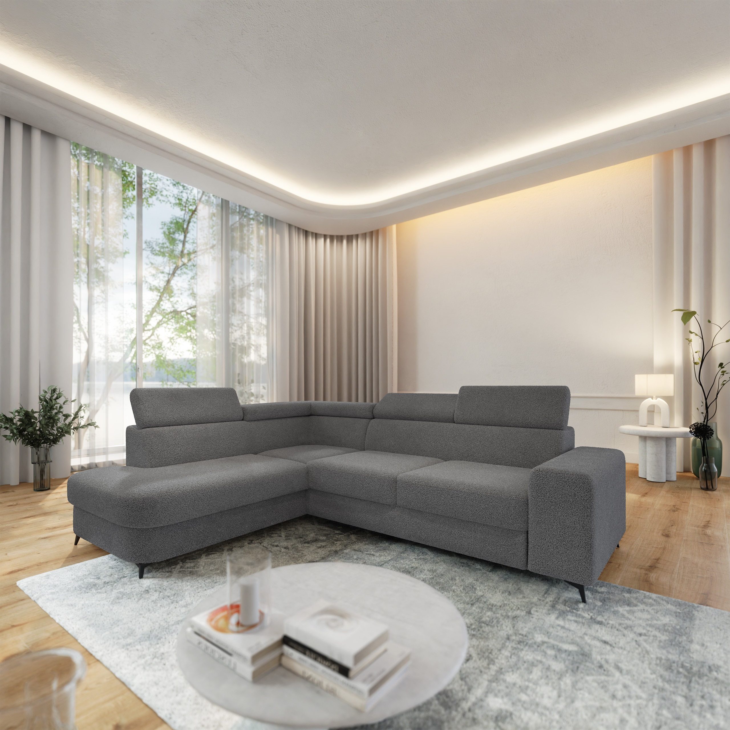 Masseno Ecksofa ALVORO mit Schlaffunktion L-Form, Sofa mit Bettkasten