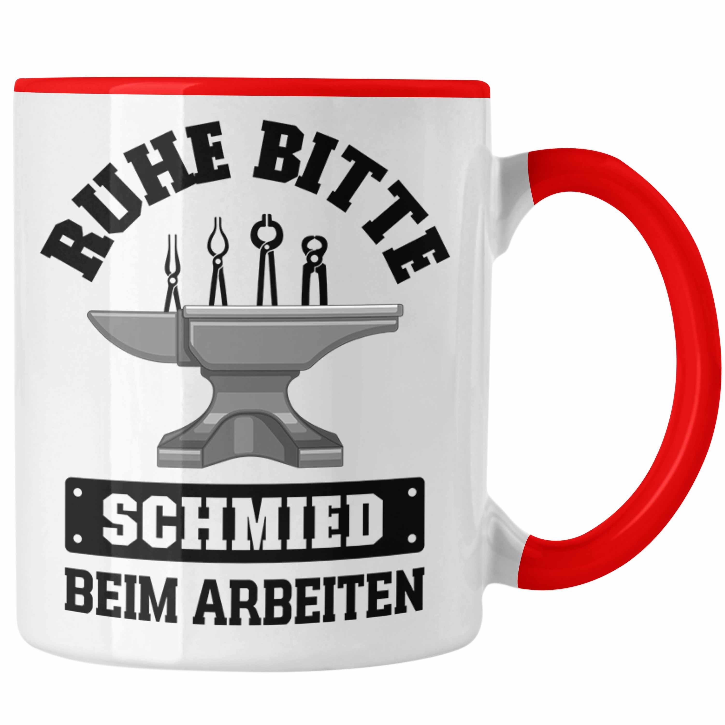 Trendation Tasse Trendation - Schmied Geschenke Tasse mit Spruch Hufschmied Kaffeetasse Geschenkidee Rot
